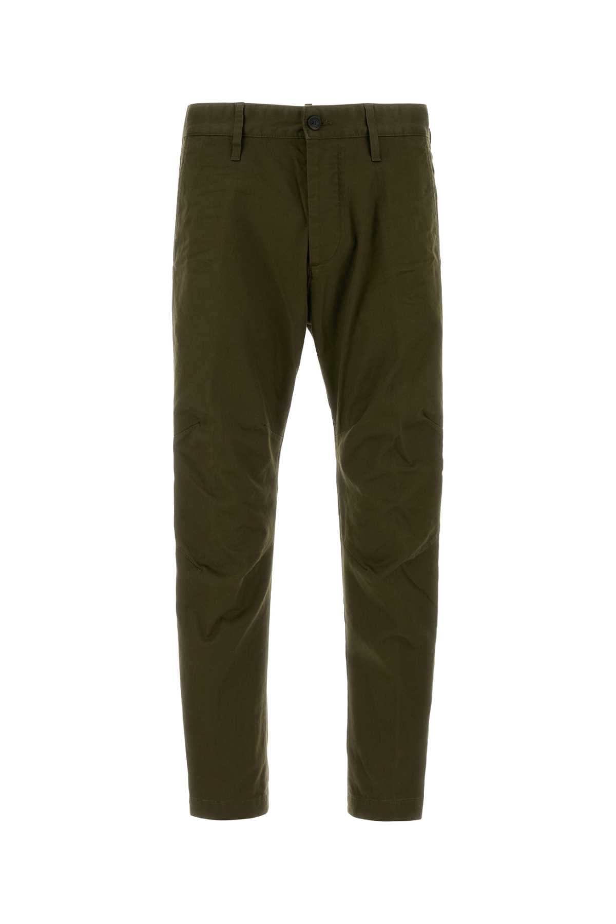 Dsquared Men Olive Green Stretch Cotton Chino Pant DSQUARED2