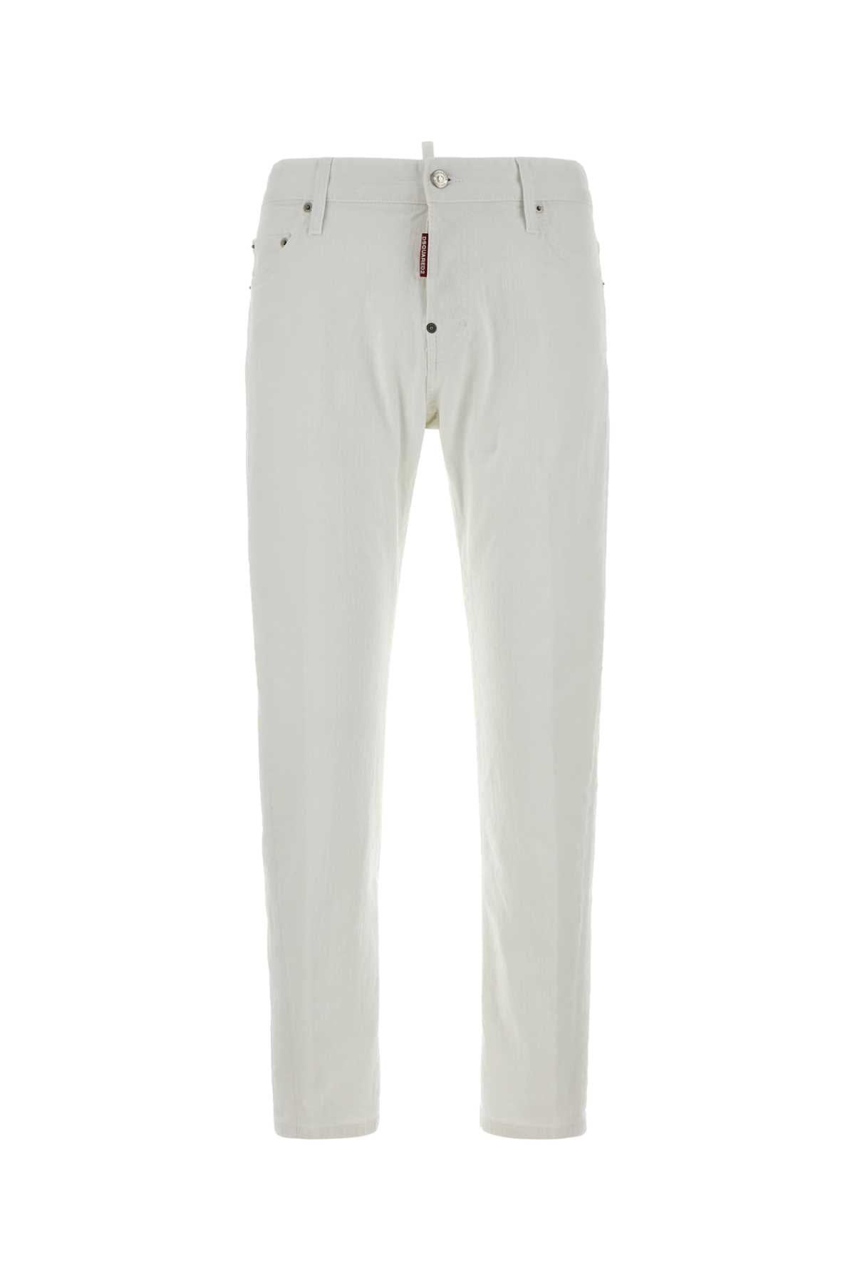 Dsquared Men White Stretch Denim Slim Twist Jeans DSQUARED2