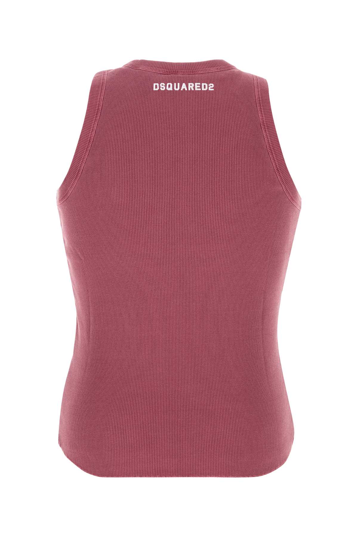 Dsquared Men Dark Pink Cotton Tank Top DSQUARED2