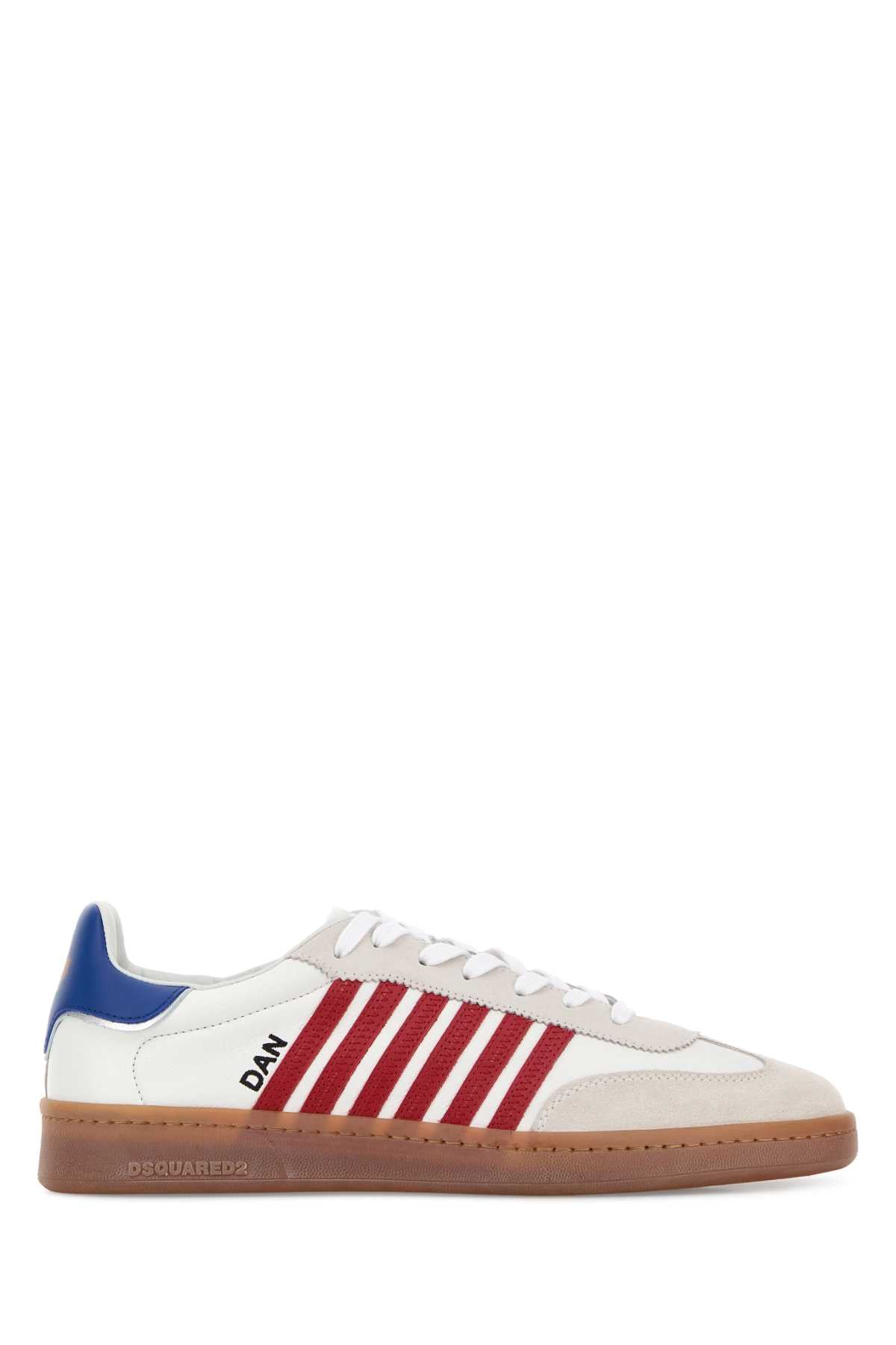 Dsquared Men White Leather Boxer Sneakers DSQUARED2