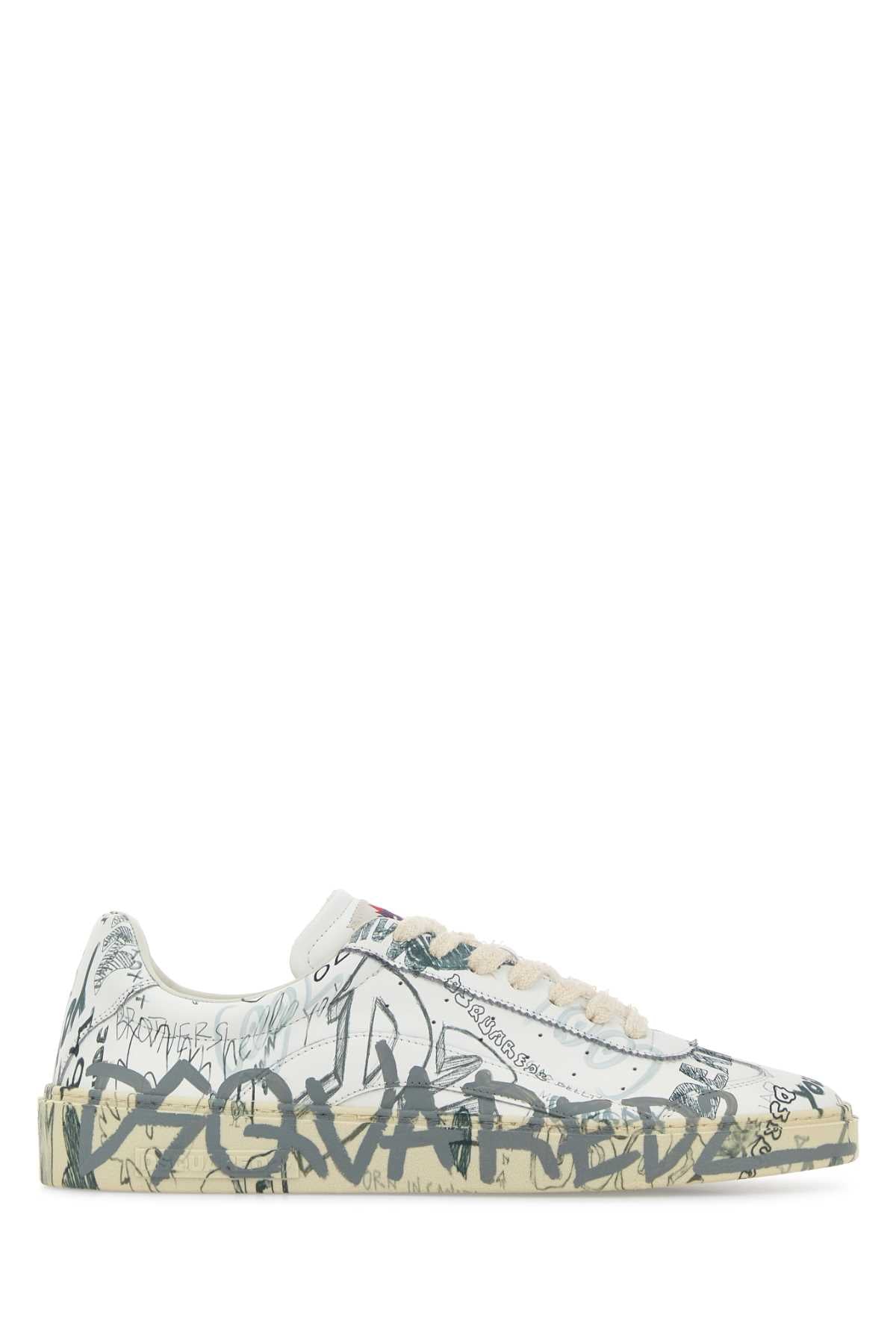 Dsquared Men Printed Leather Rider Sneakers DSQUARED2