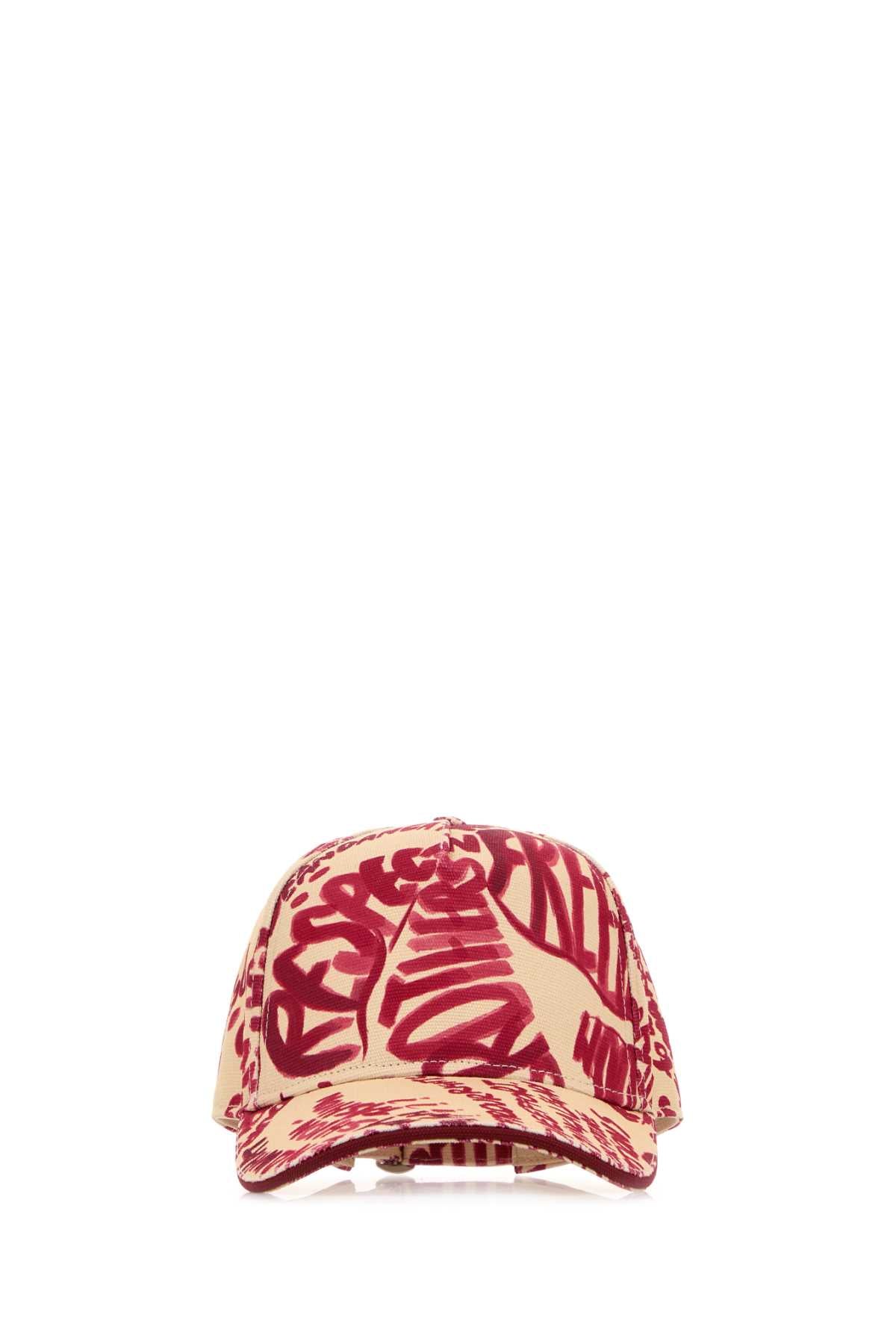 Dsquared Women Printed Denim Rebel Hibiscus Baseball Cap DSQUARED2