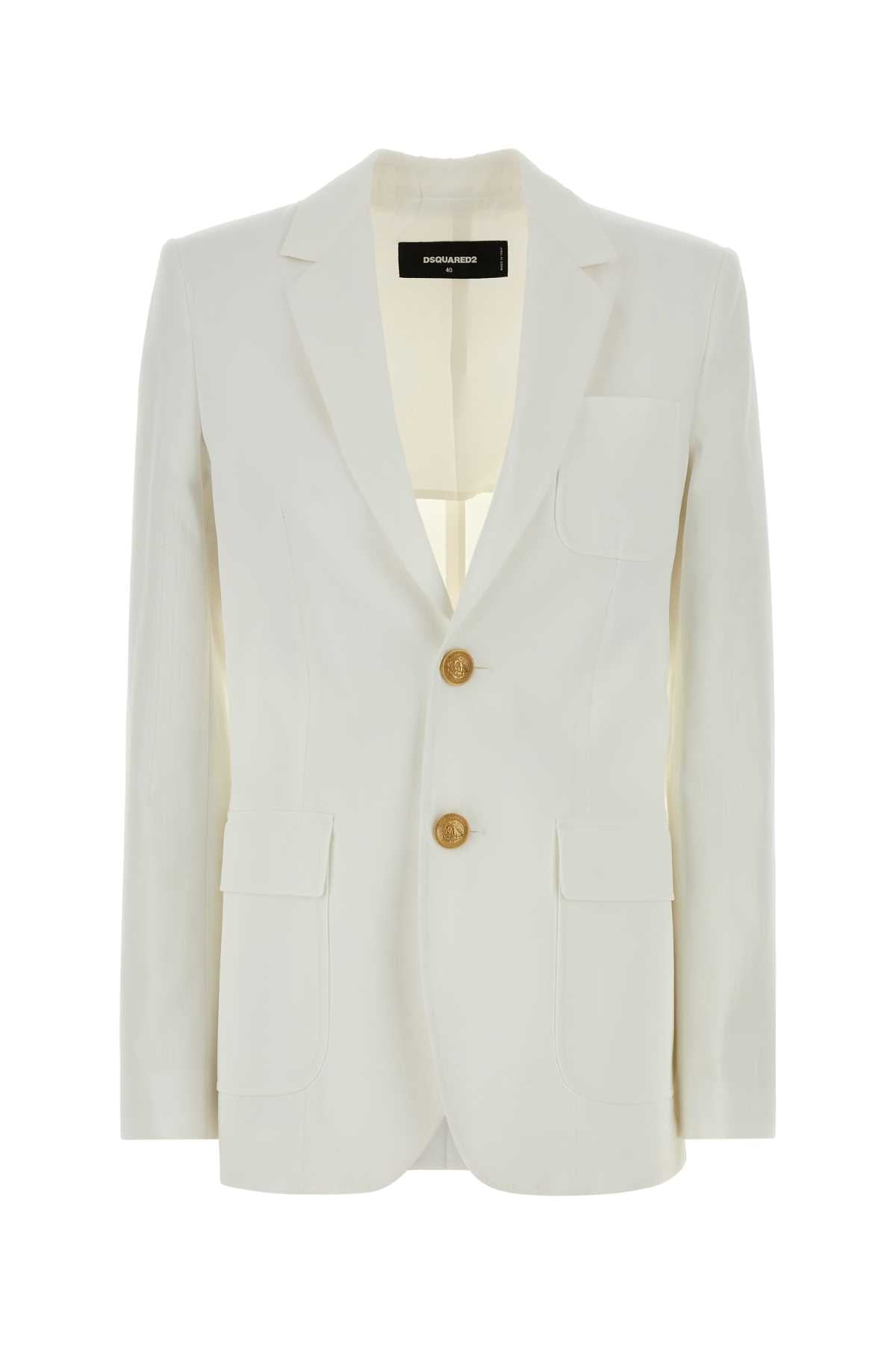 Dsquared Women White Cotton Blazer DSQUARED2