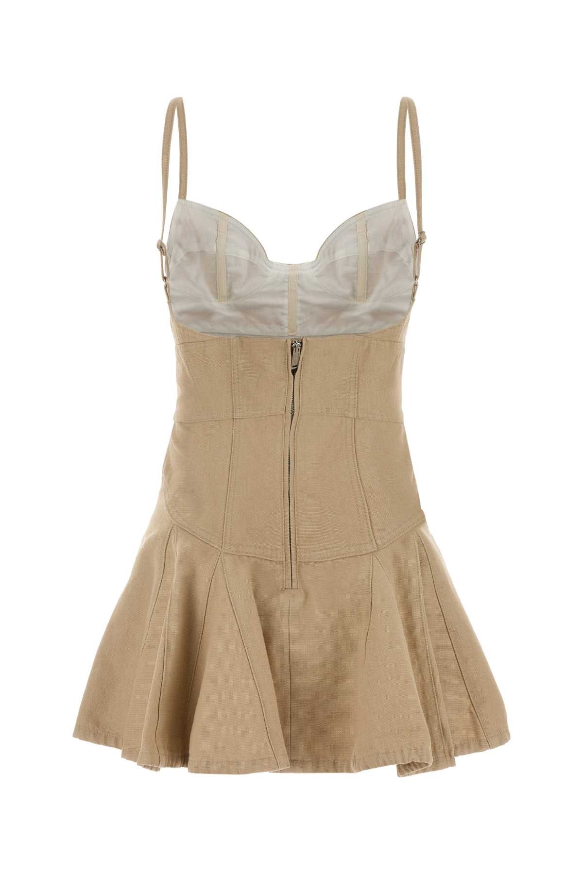 Dsquared Women Sand Denim Mini Dress DSQUARED2