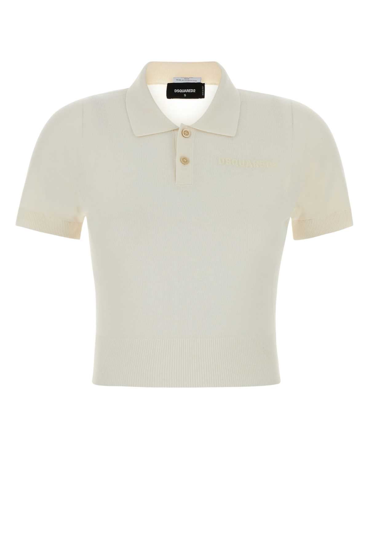 Dsquared Women White Knit Polo Shirt DSQUARED2