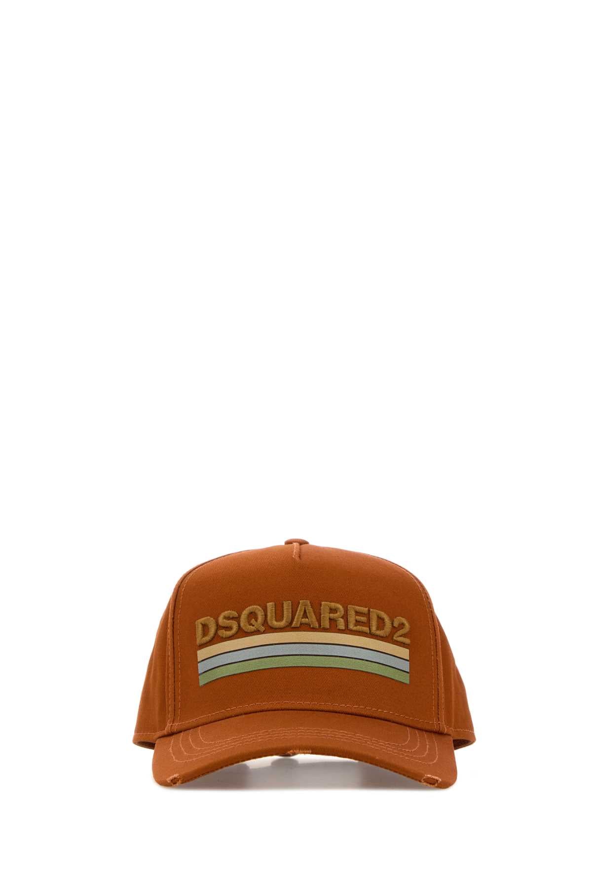 Dsquared Men Orange Cotton Baseball Cap DSQUARED2