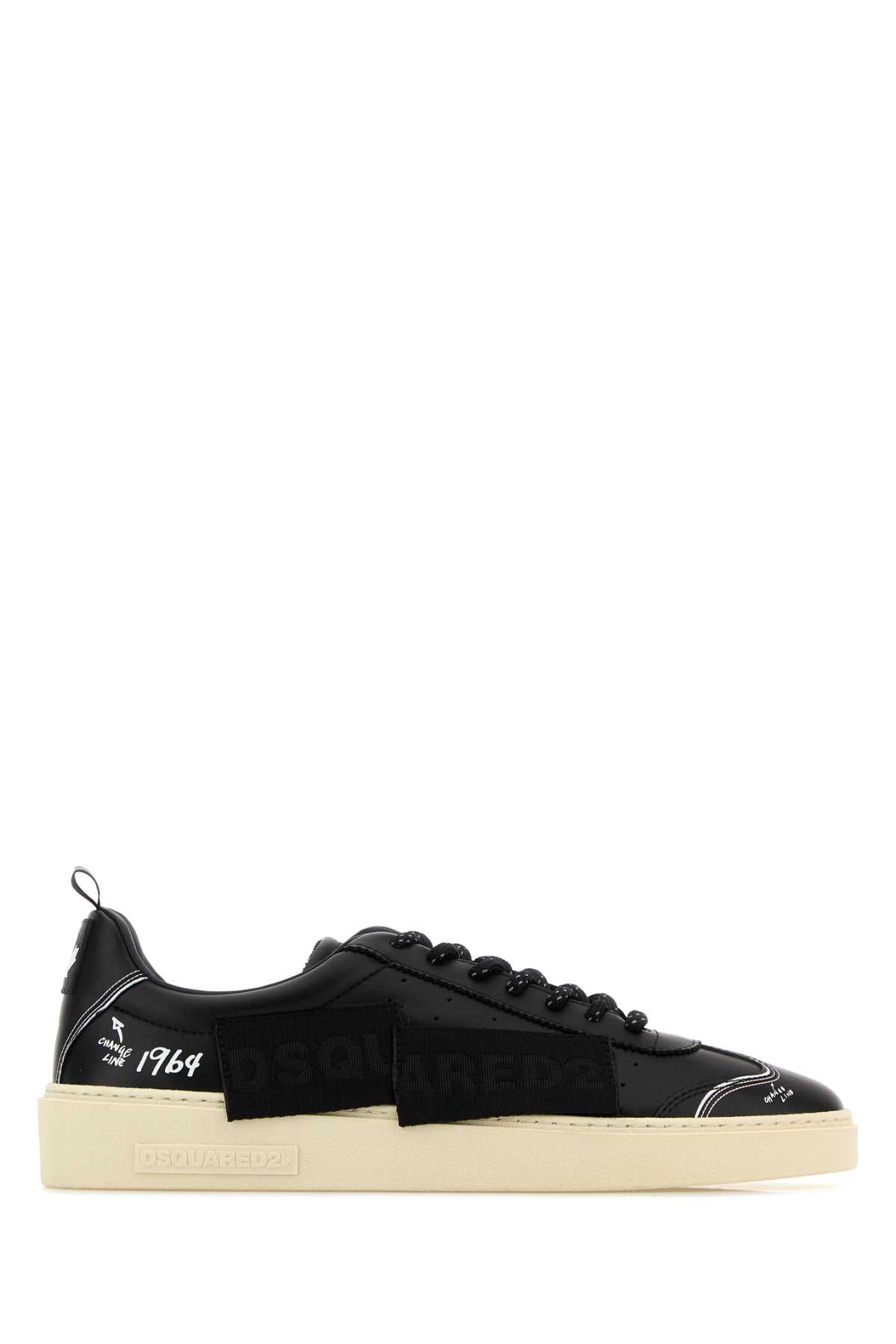 Dsquared Men Black Leather Rider Sneakers DSQUARED2