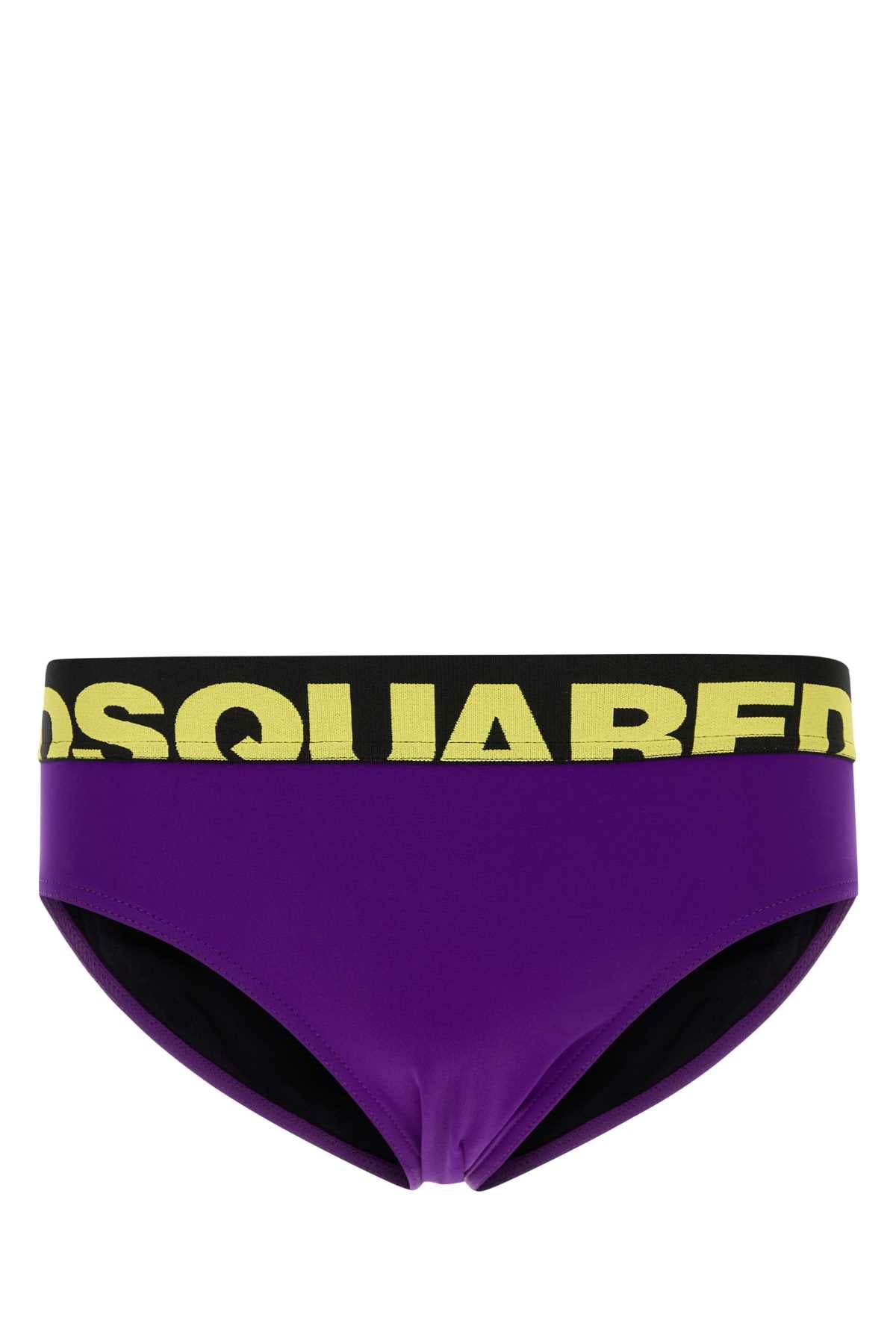 Dsquared Men Purple Stretch Nylon Swimming Brief DSQUARED2
