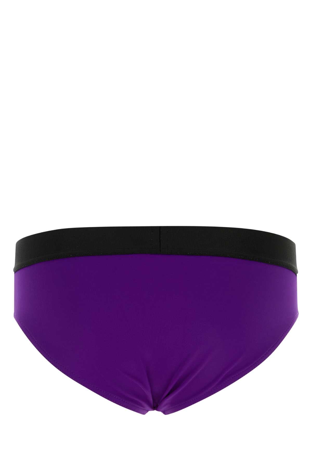 Dsquared Men Purple Stretch Nylon Swimming Brief DSQUARED2