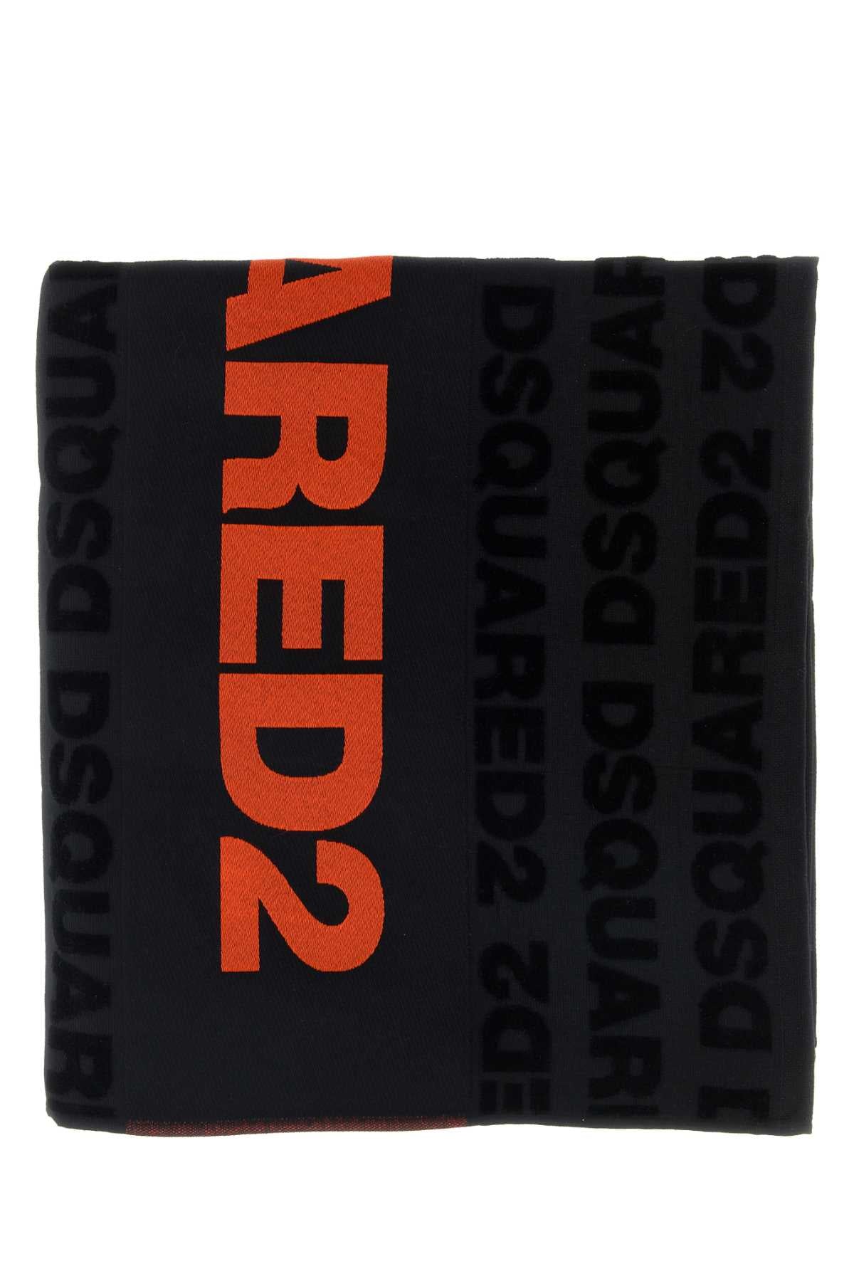 Dsquared Men Black Cotton Beach Towel DSQUARED2