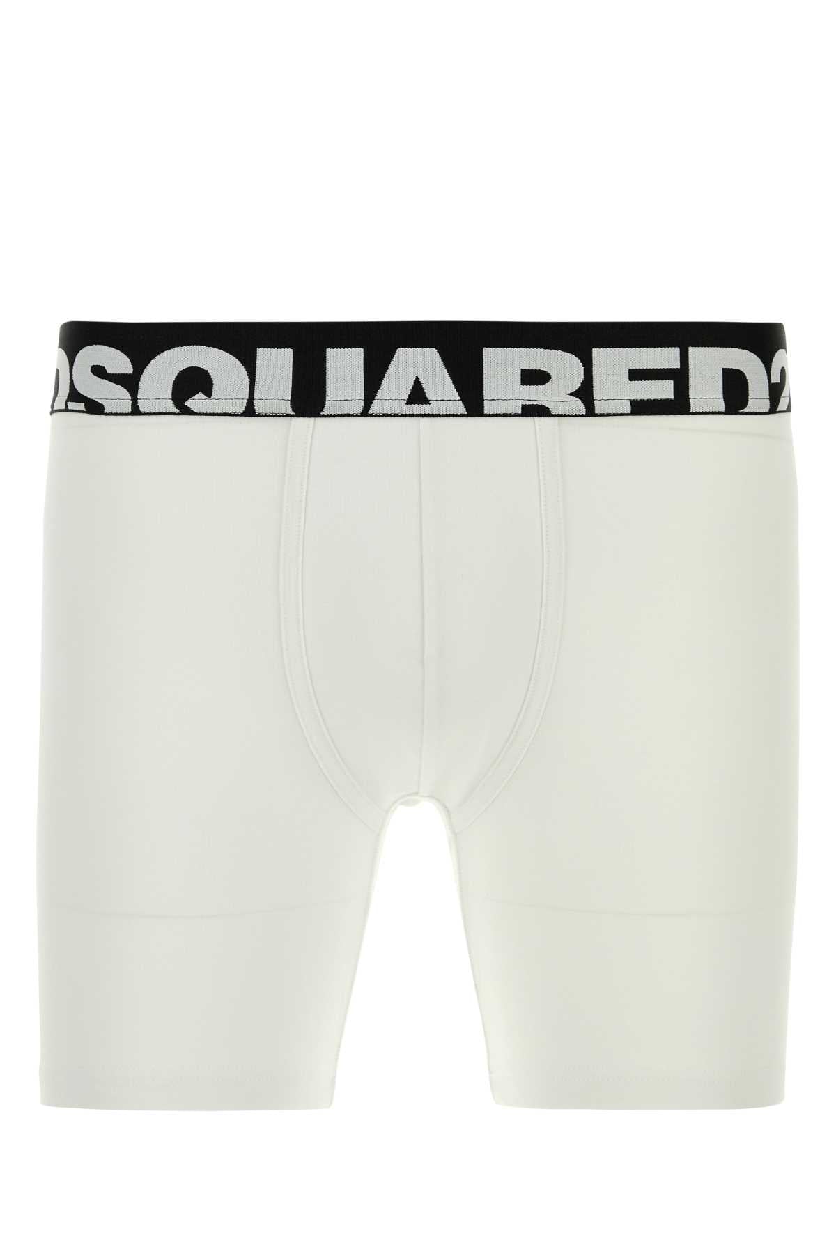 Dsquared Men White Stretch Cotton Boxer DSQUARED2