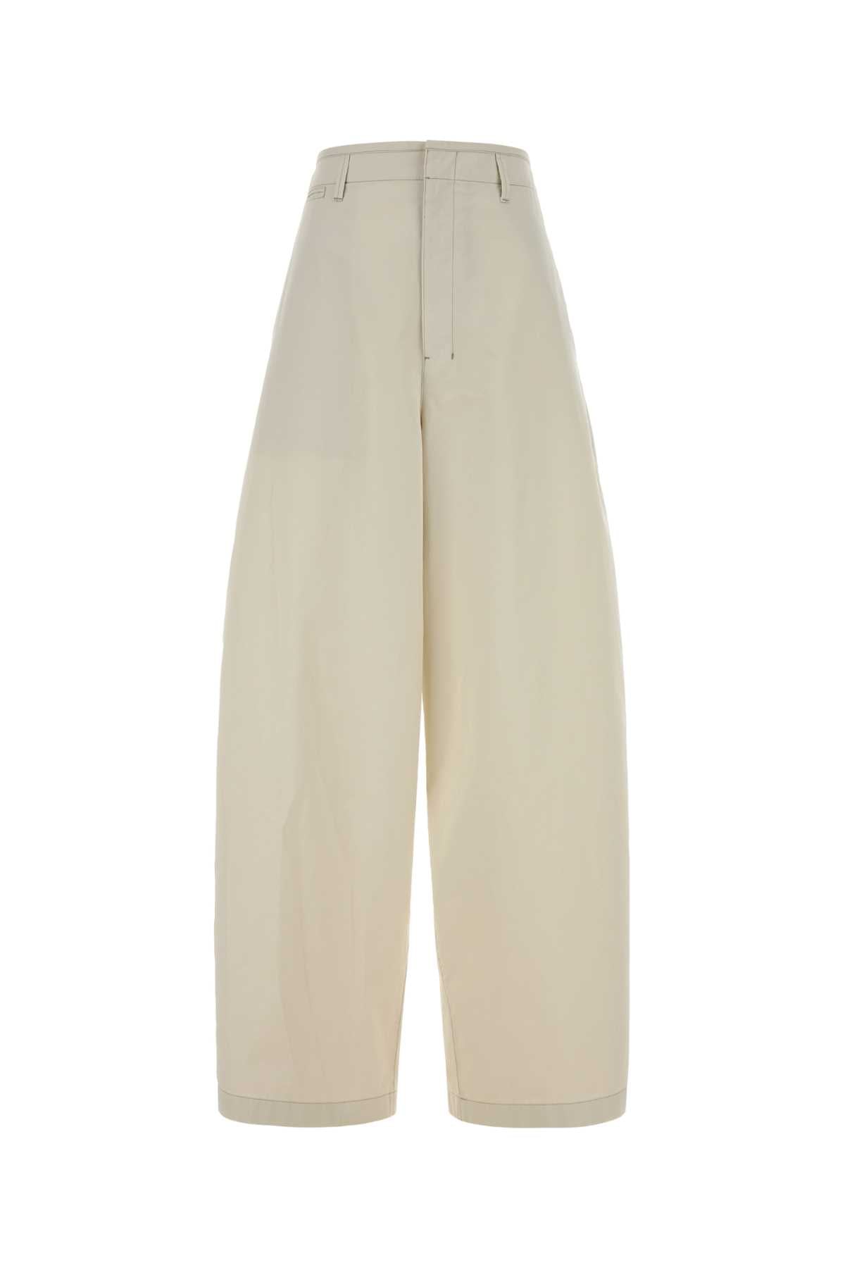 Lemaire Women Ivory Cotton Wide-Leg Pant LEMAIRE