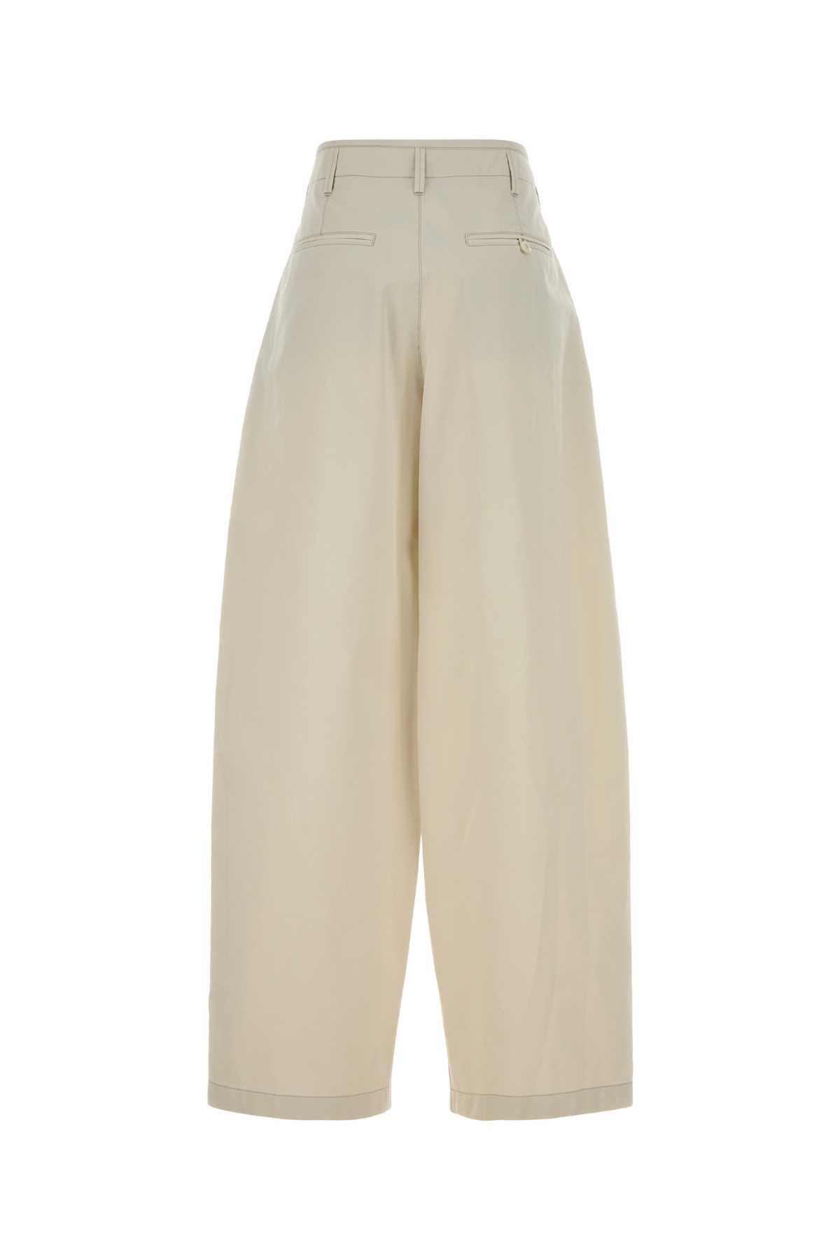 Lemaire Women Ivory Cotton Wide-Leg Pant LEMAIRE