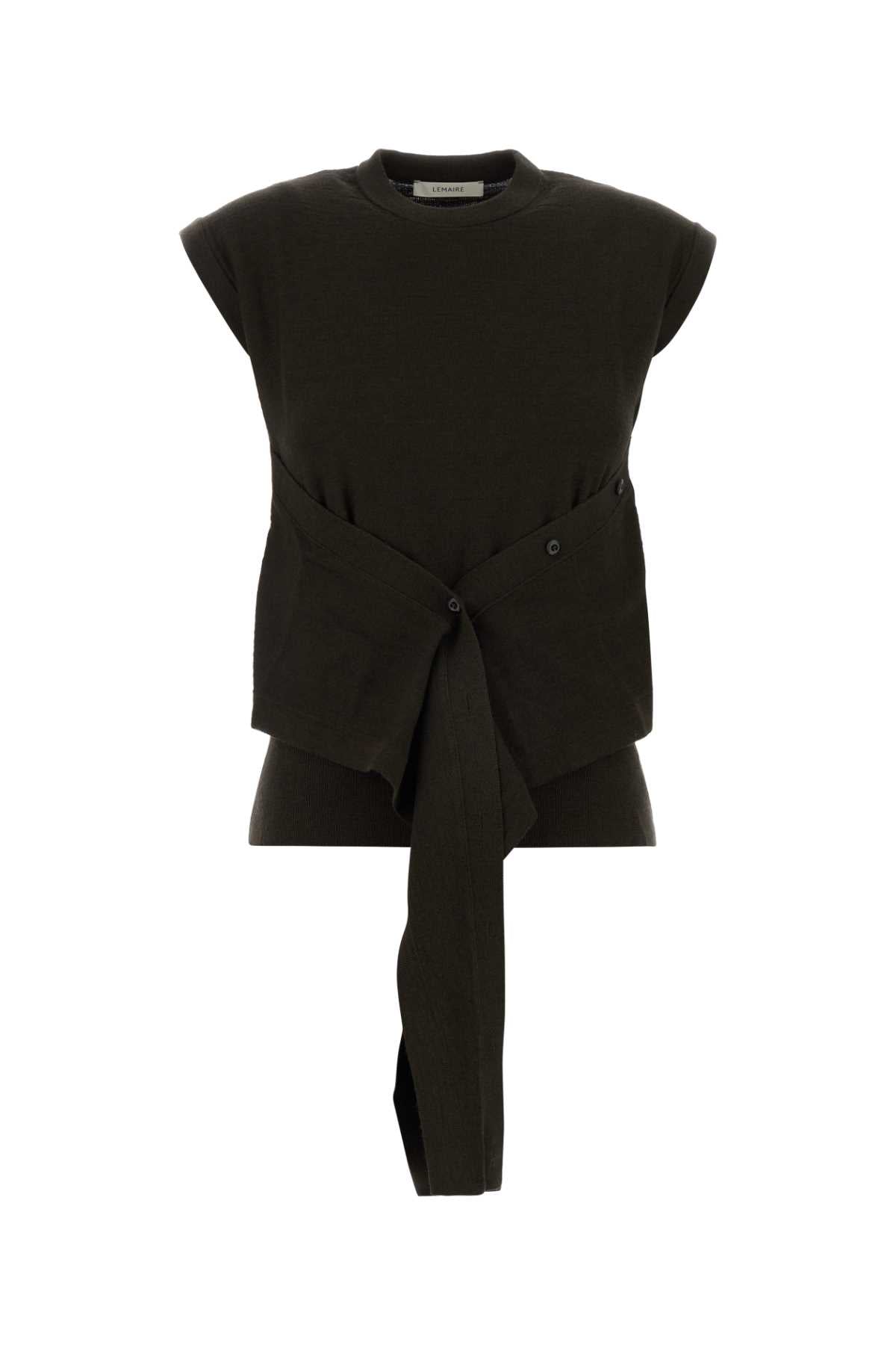 Lemaire Women Dark Brown Wool And Acrylic Vest LEMAIRE