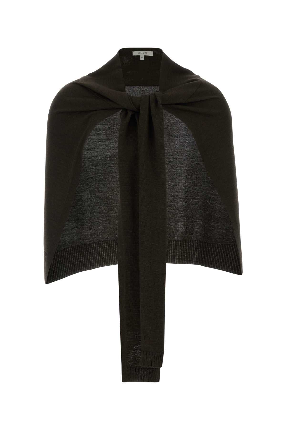 Lemaire Women Dark Brown Wool And Acrylic Cape LEMAIRE