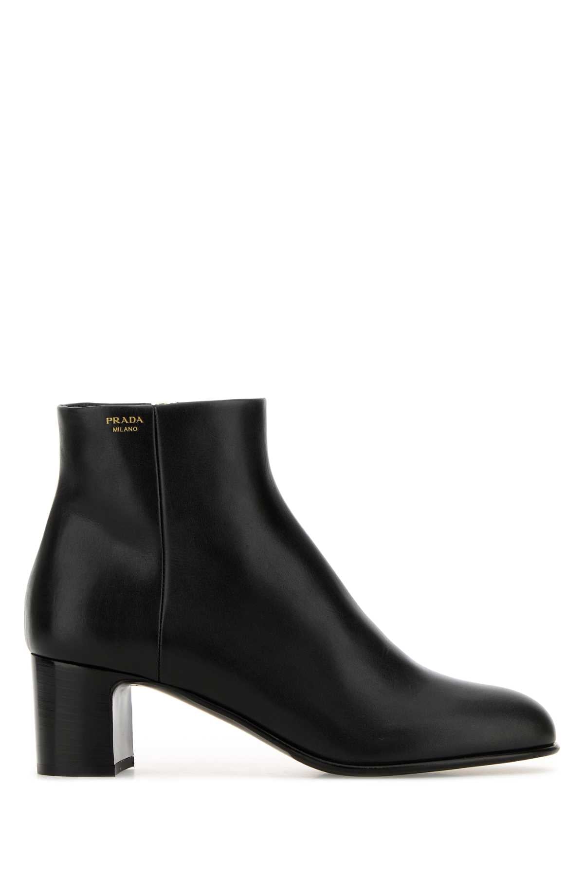 Prada Women Black Leather Ankle Boots PRADA