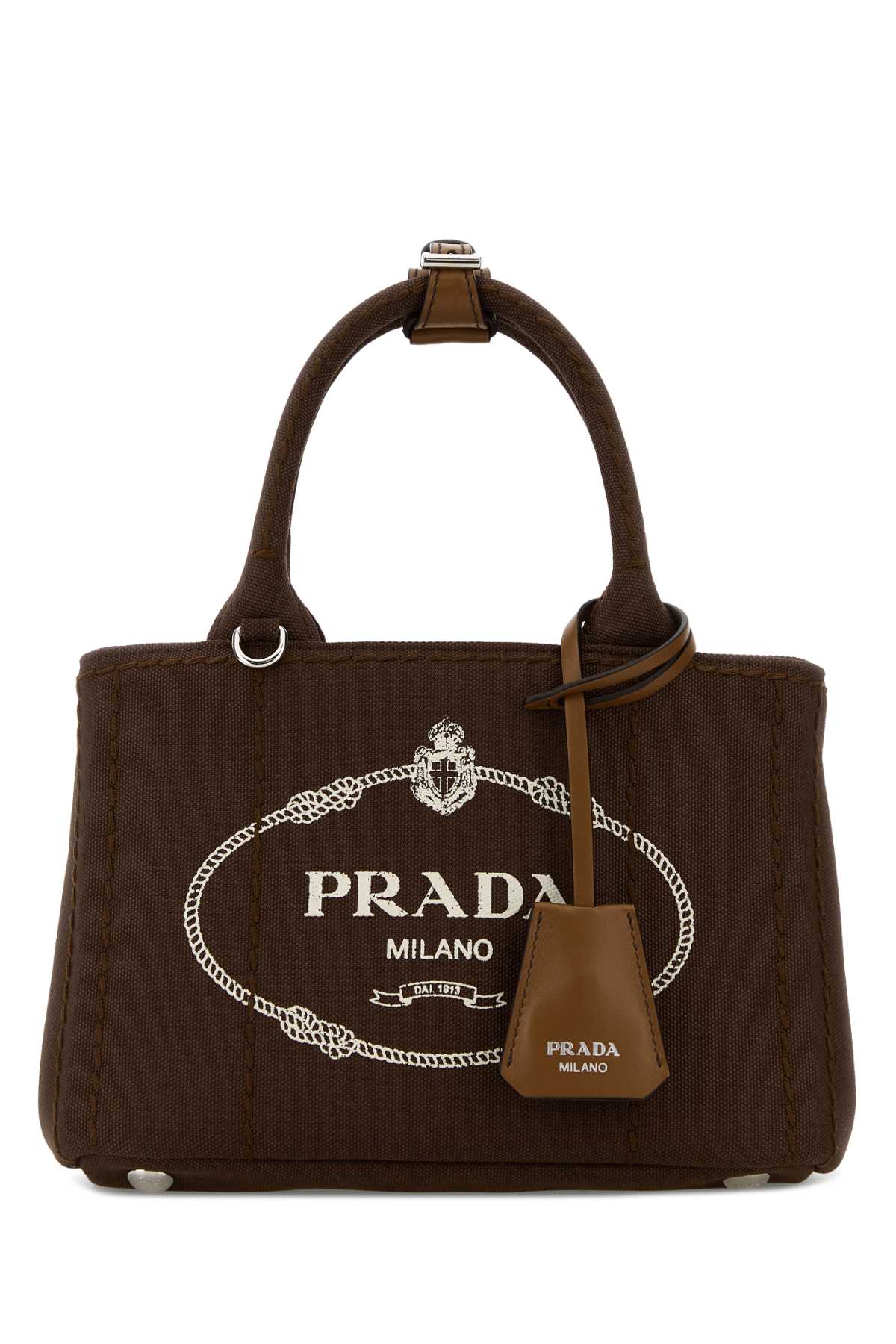 Prada Women Brown Canvas Mini Prada Jardiniã¨Re Handbag PRADA
