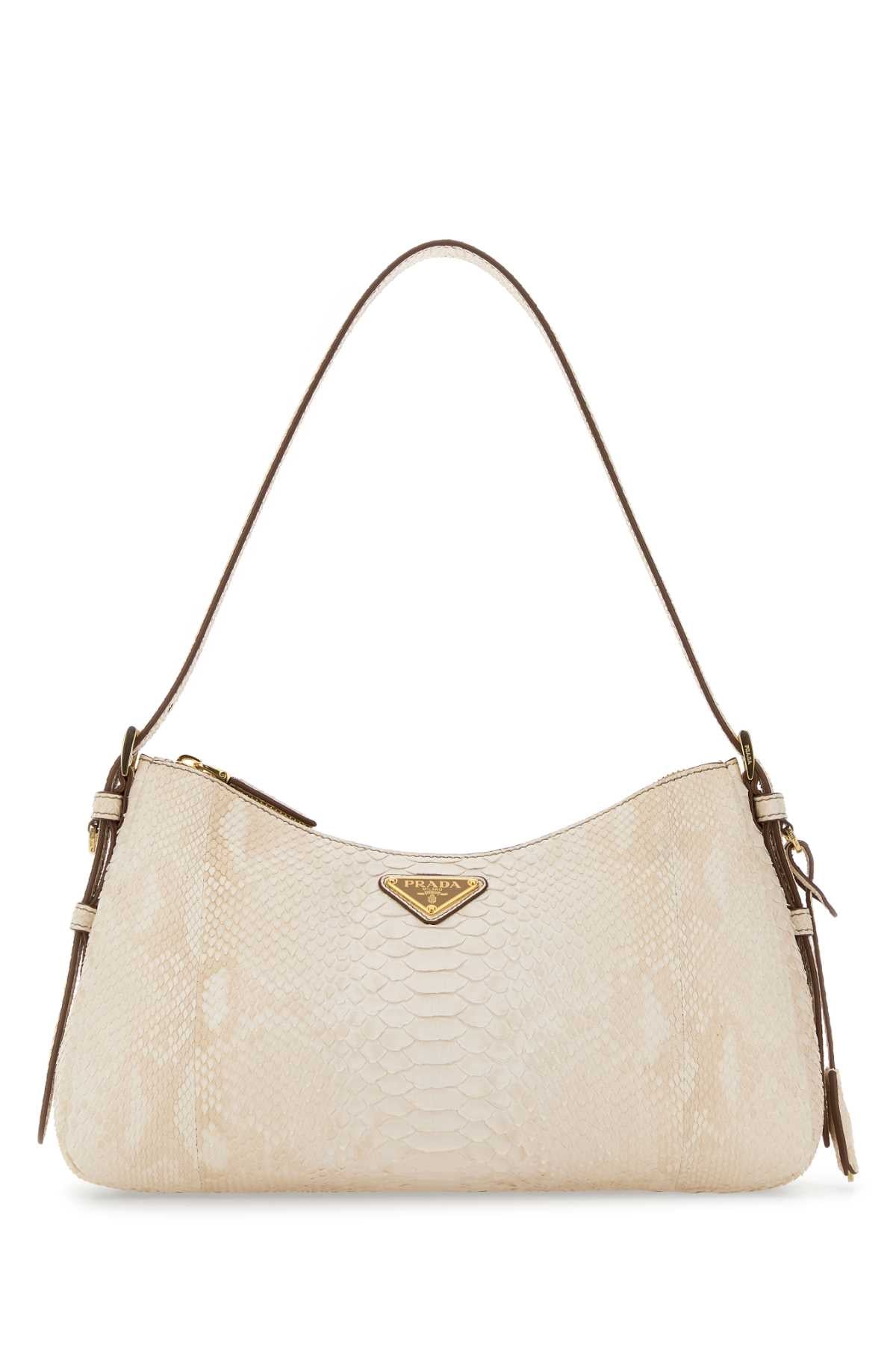 Prada Women Ivory Leather Aimee Shoulder Bag PRADA
