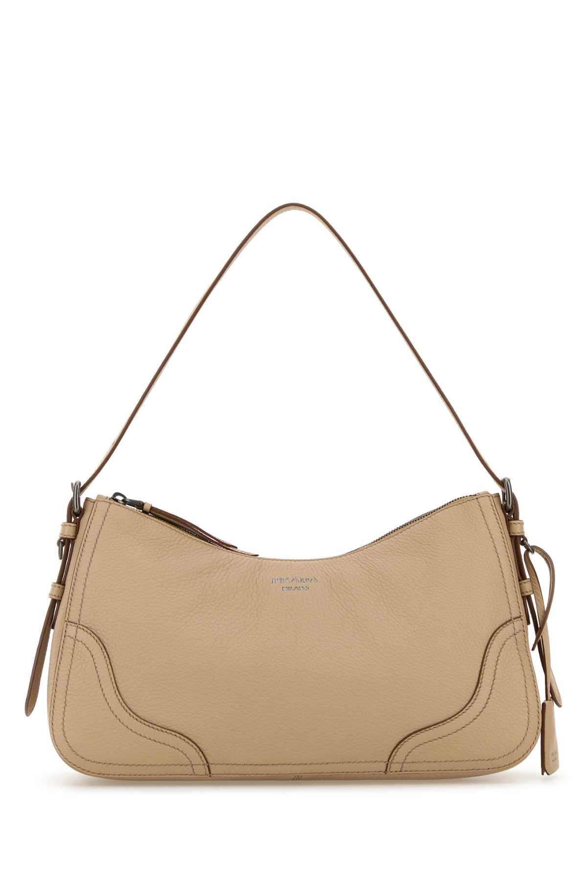 Prada Women Beige Leather Shoulder Bag PRADA