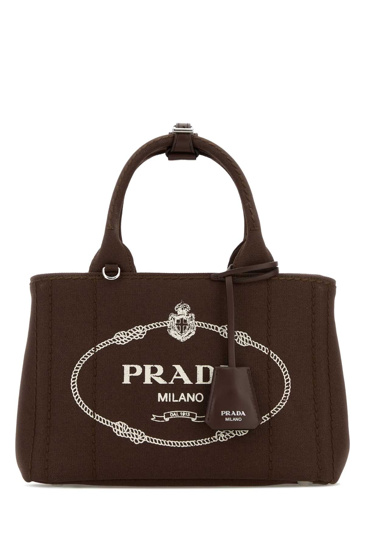 Prada Women Brown Canvas Small Prada Jardiniã¨Re Handbag PRADA