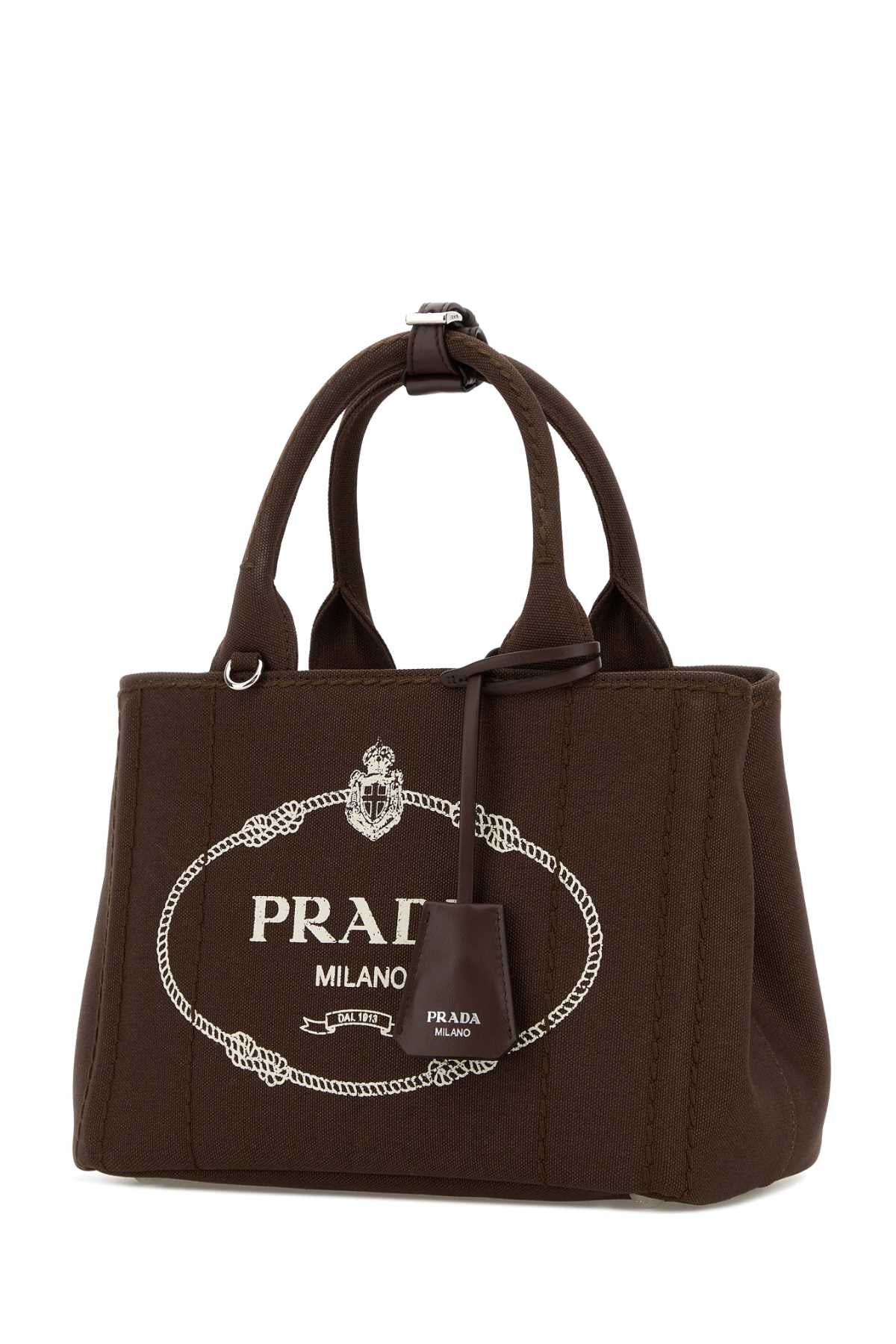 Prada Women Brown Canvas Small Prada Jardiniã¨Re Handbag PRADA