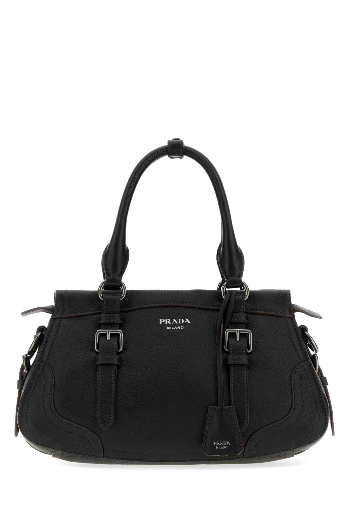 Prada Women Black Leather Large Handbag PRADA