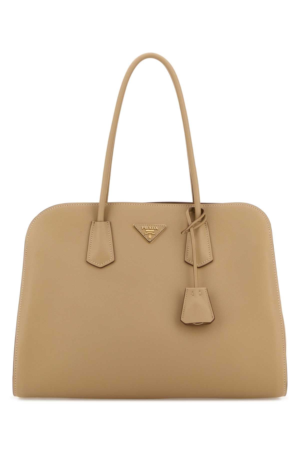 Prada Women Beige Leather Shopping Bag PRADA