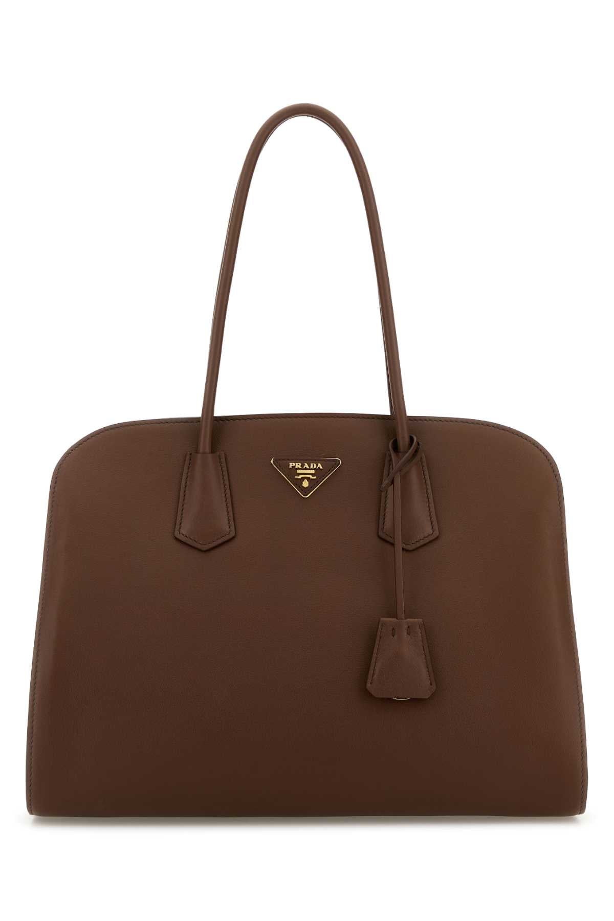 Prada Women Chocolate Leather Shopping Bag PRADA