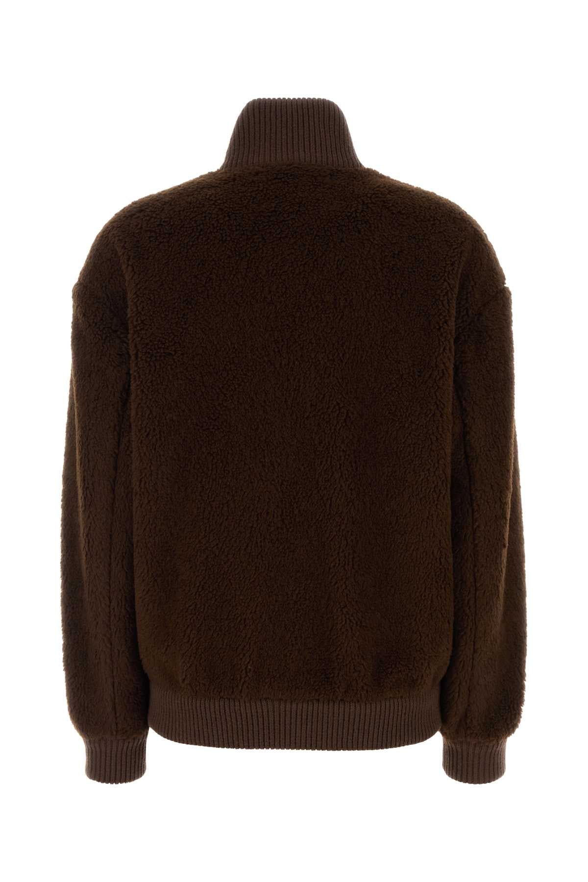 Prada Women Brown Pile Bomber Jacket PRADA