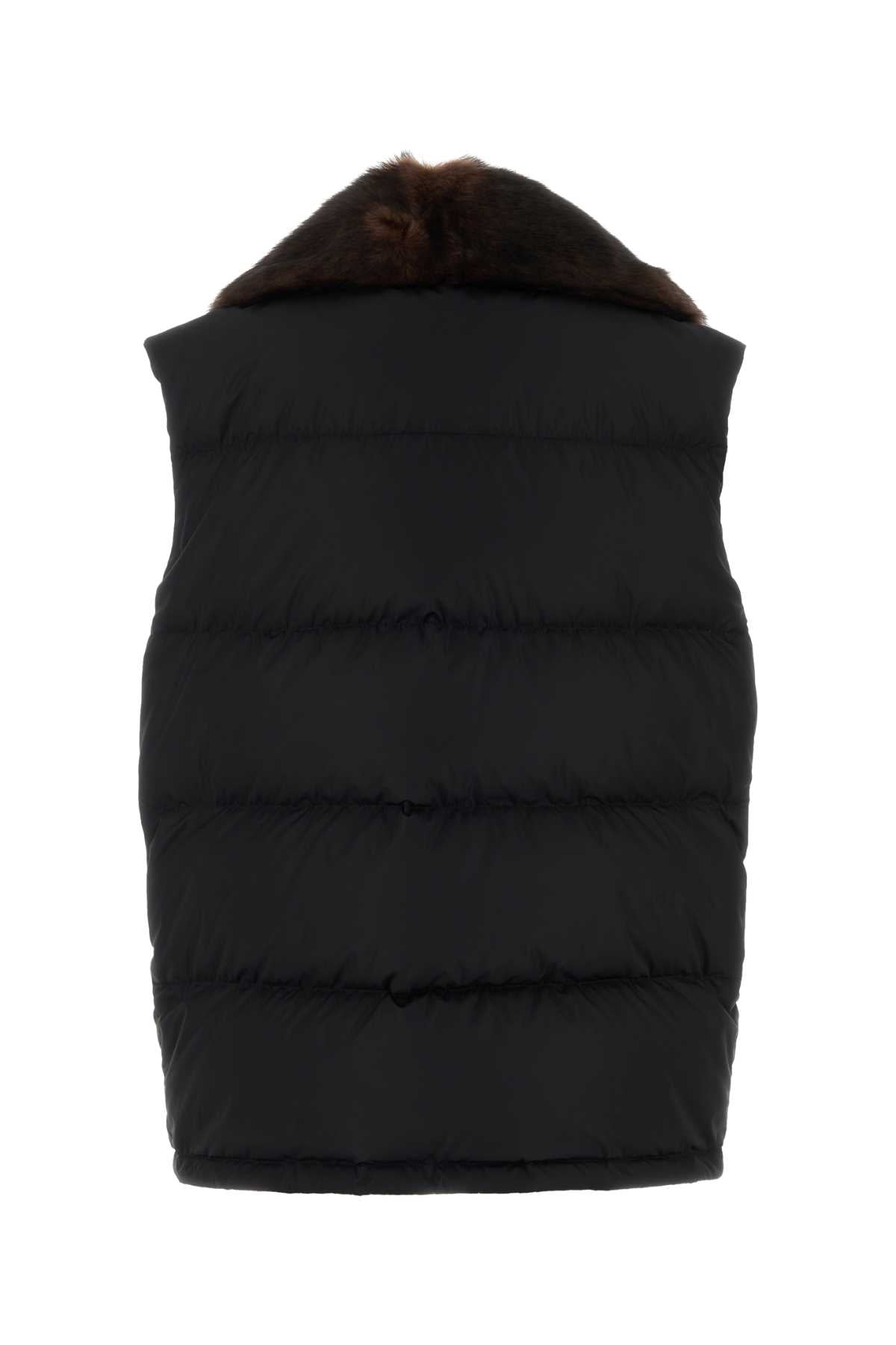 Prada Women Black Re-Nylon Sleeveless Down Jacket PRADA