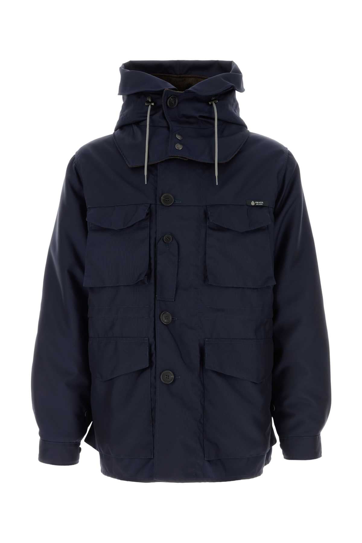 Prada Men Navy Blue Wool Blend Jacket PRADA