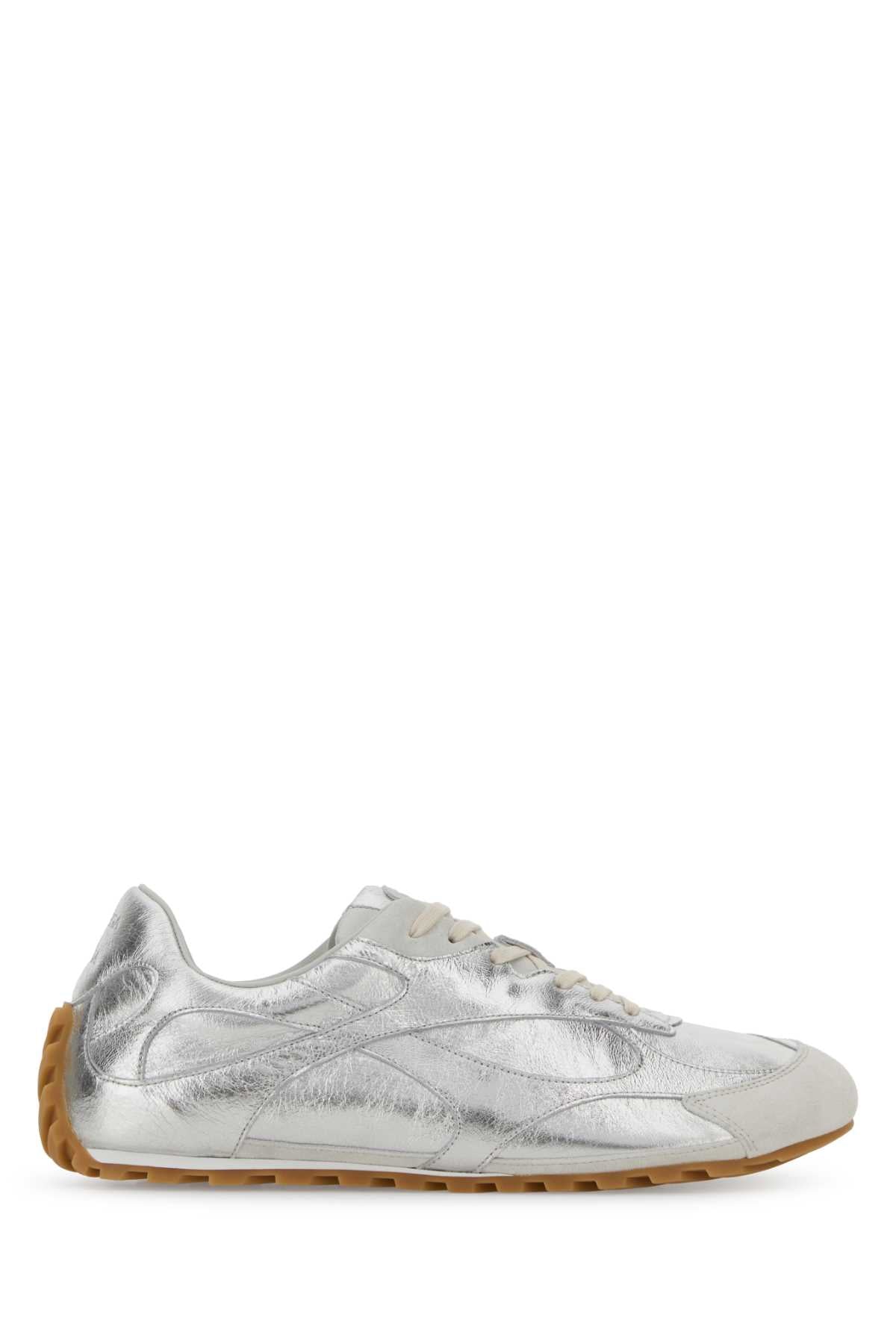 Bottega Veneta Men Silver Leather And Suede Orbit Sneakers BOTTEGA VENETA