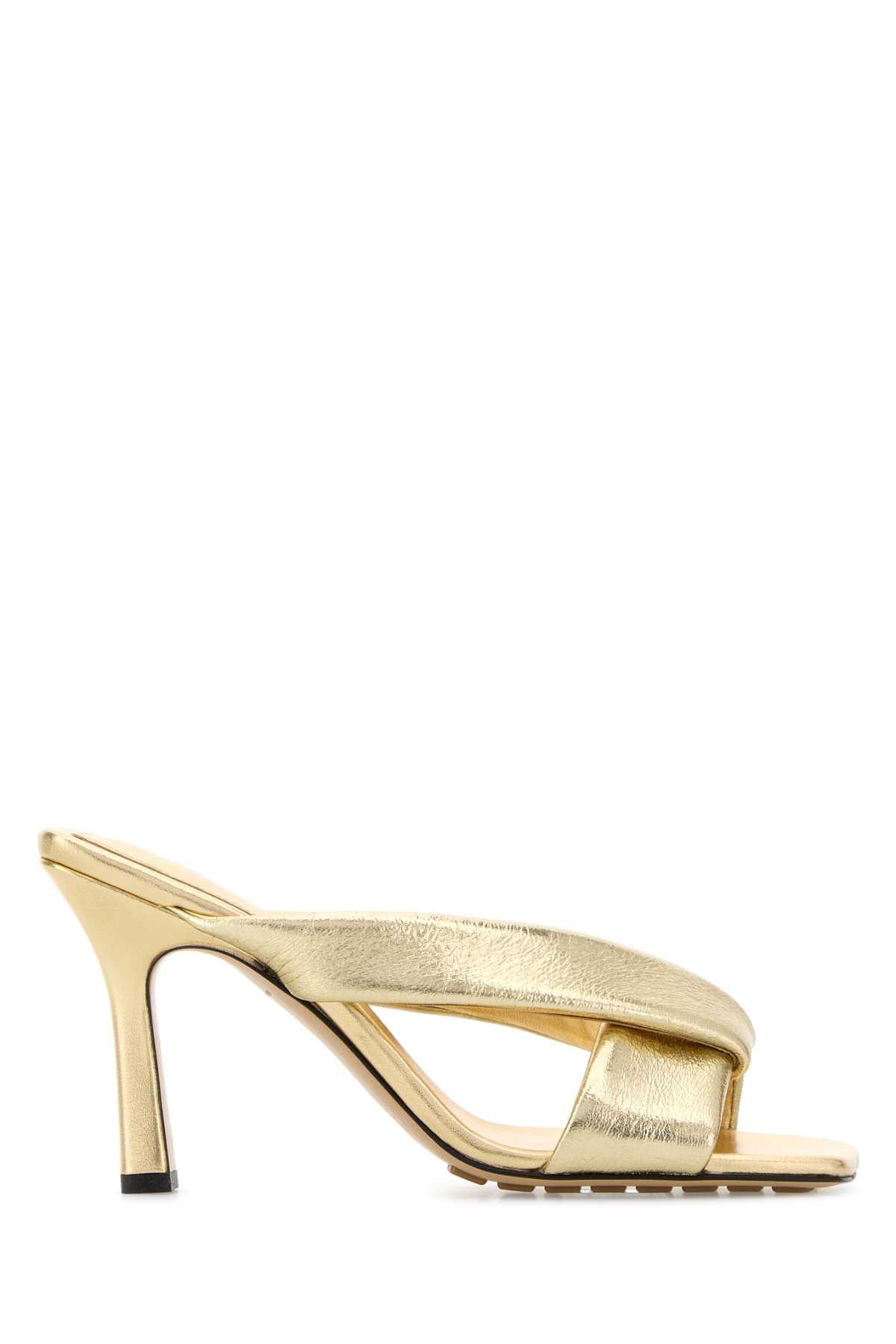 Bottega Veneta Women Gold Leather Niva Mules BOTTEGA VENETA