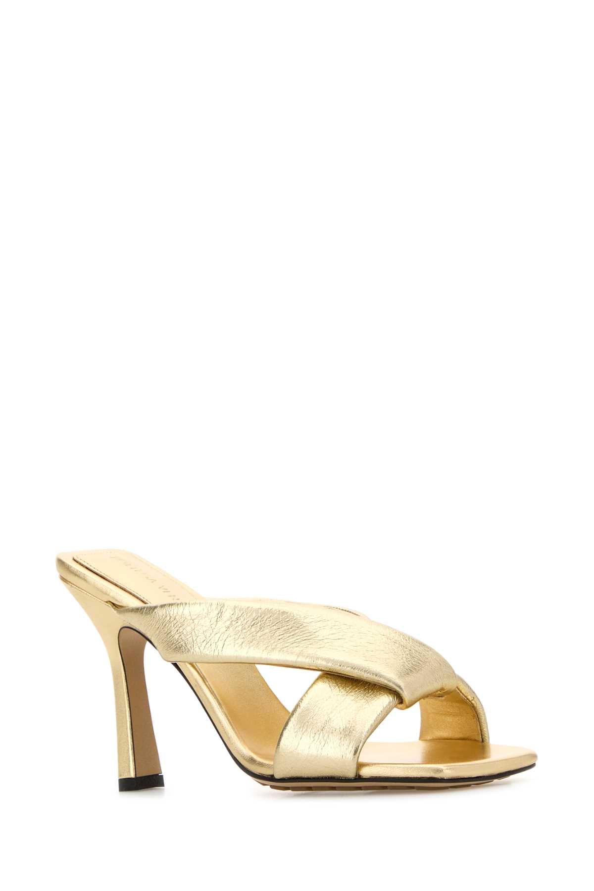 Bottega Veneta Women Gold Leather Niva Mules BOTTEGA VENETA