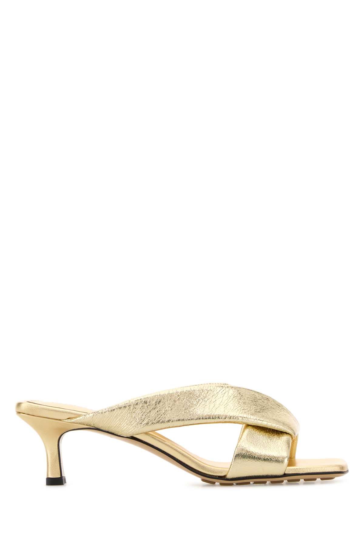 Bottega Veneta Women Gold Leather Niva Mules BOTTEGA VENETA