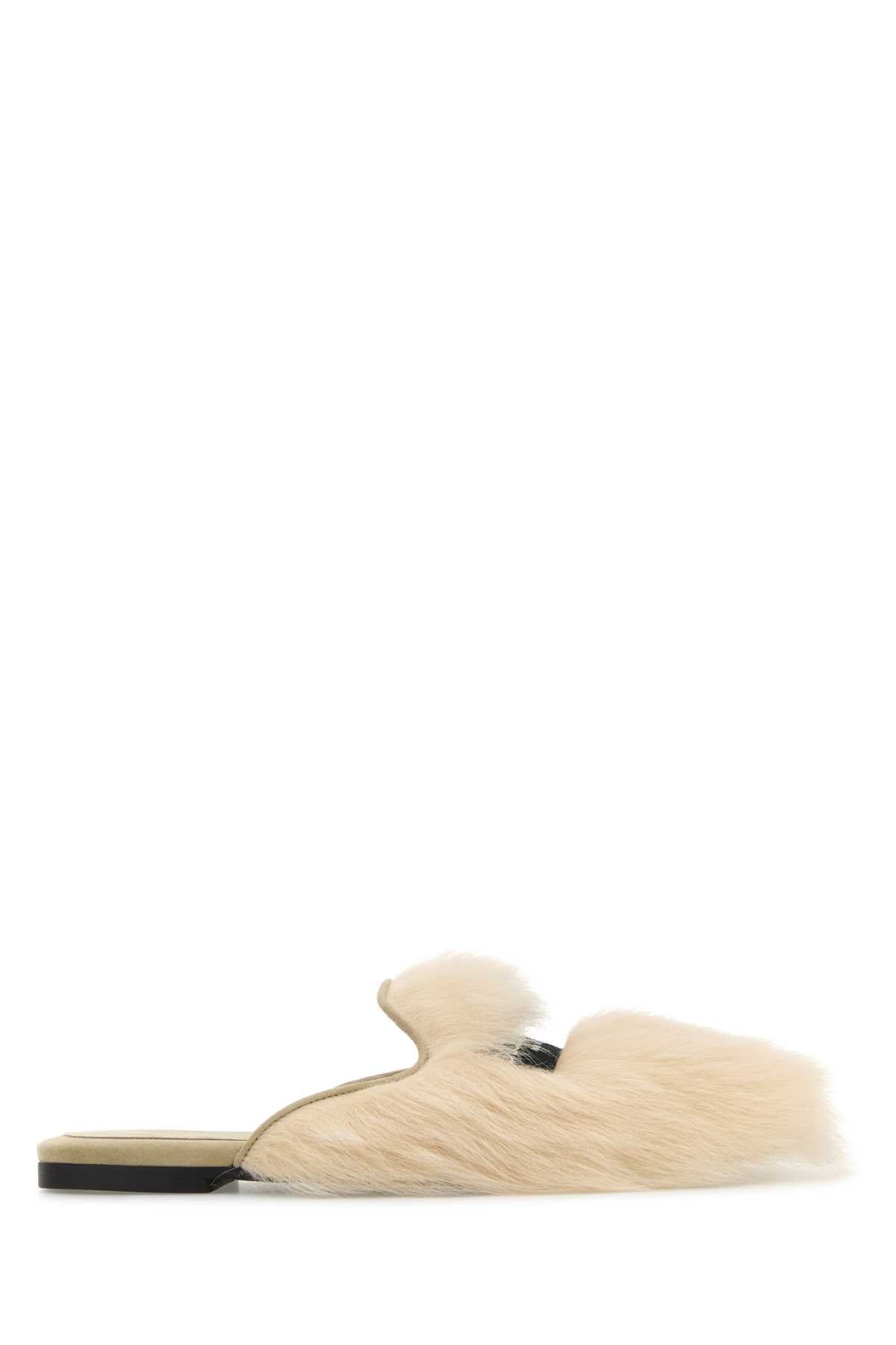 Dolce & Gabbana Women Sand Shearling Slippers DOLCE & GABBANA