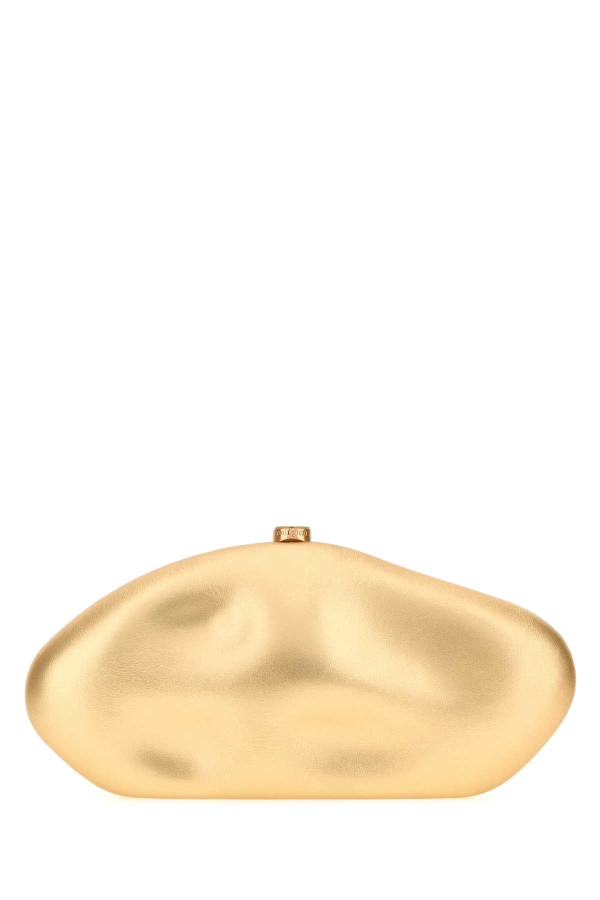 Cult Gaia Women Gold Nappa Leather Caldera Clutch