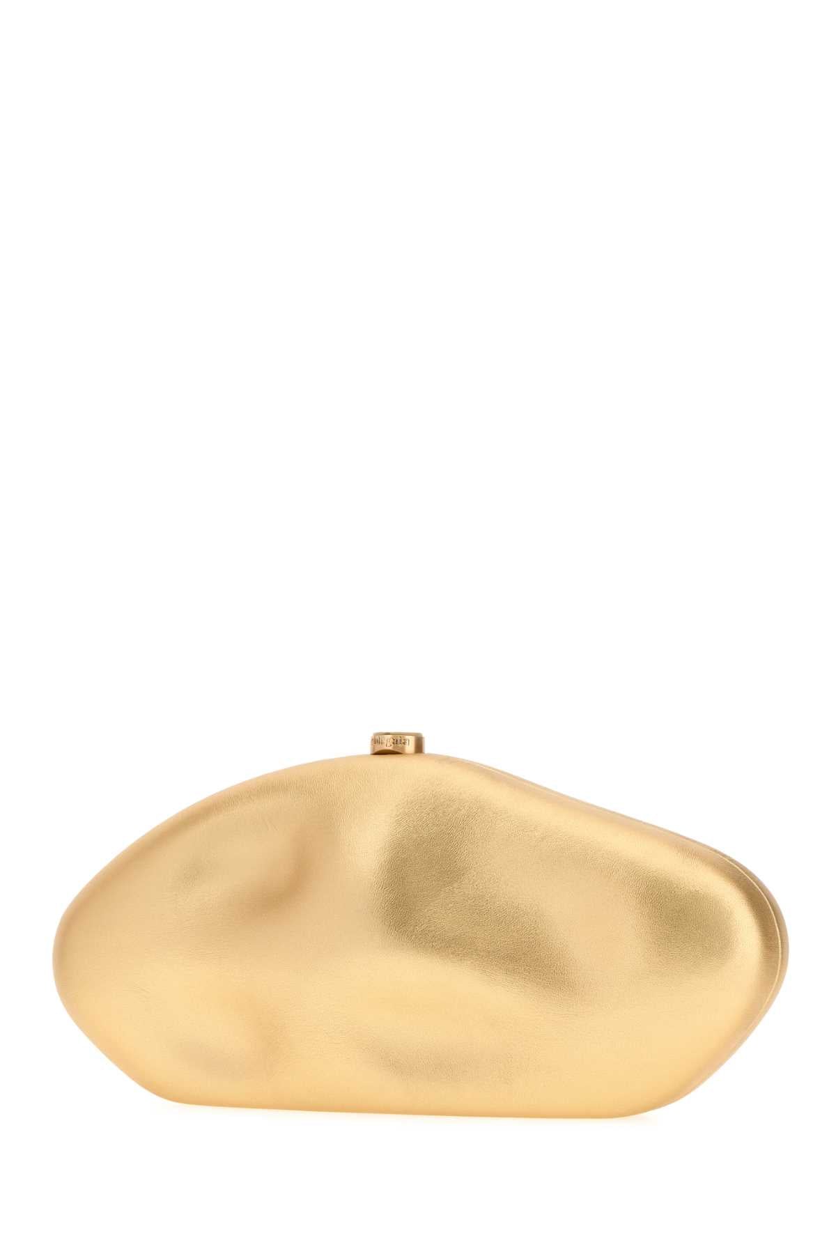 Cult Gaia Women Gold Nappa Leather Caldera Clutch