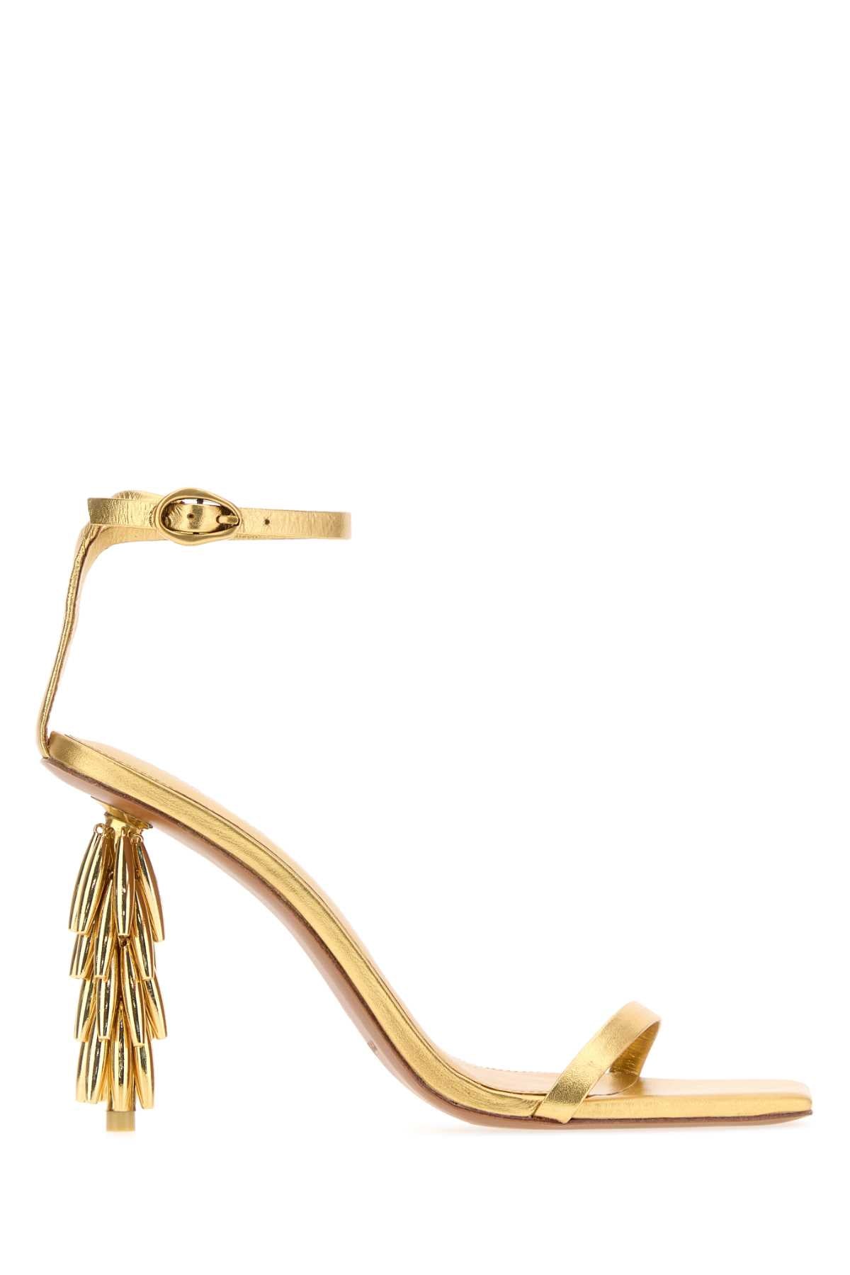 Cult Gaia Women Gold Leather Sunella Sandals CULT GAIA
