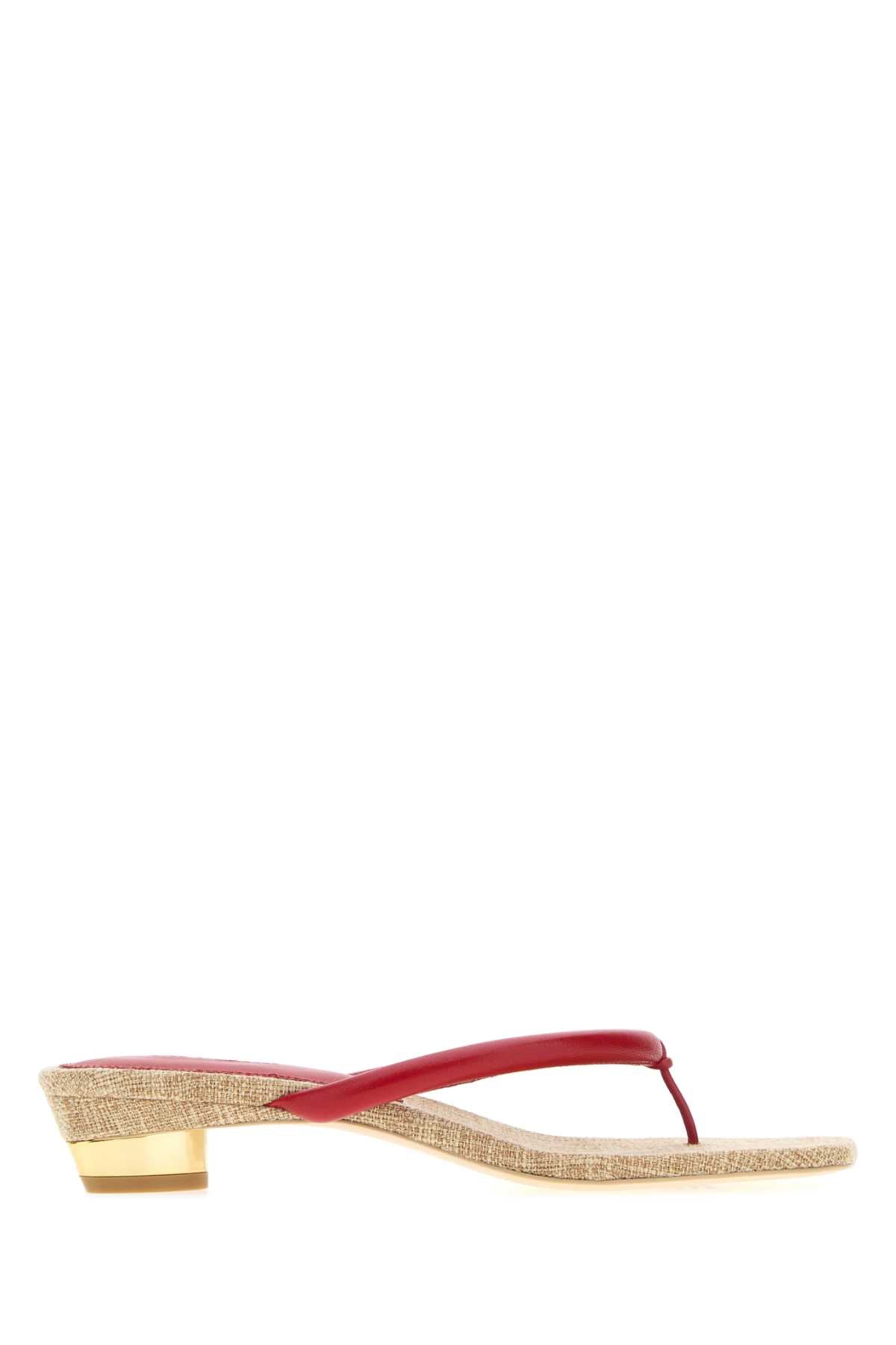 Cult Gaia Women Red Leather Sierra Thong Mules CULT GAIA