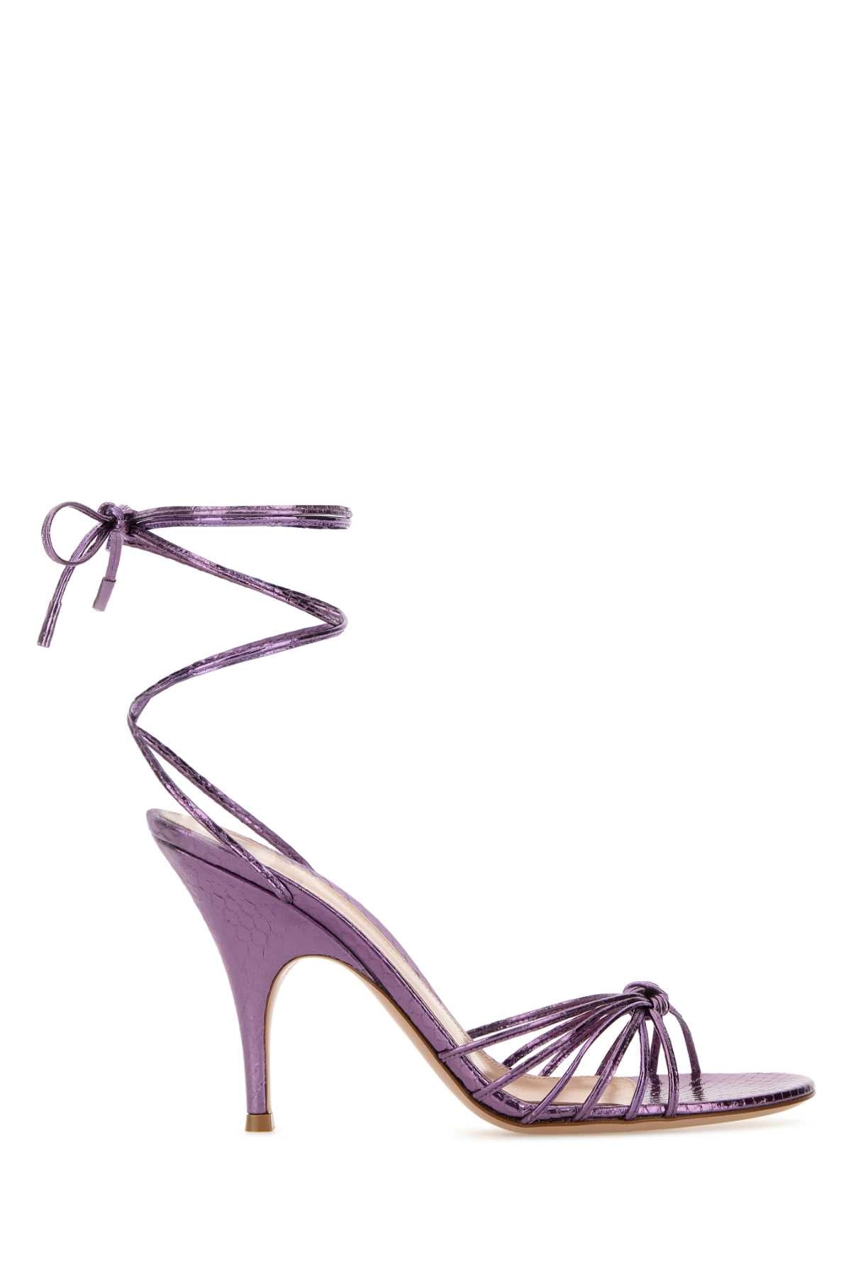 Gianvito Rossi Women Purple Leather Malã¨ Sandals GIANVITO ROSSI