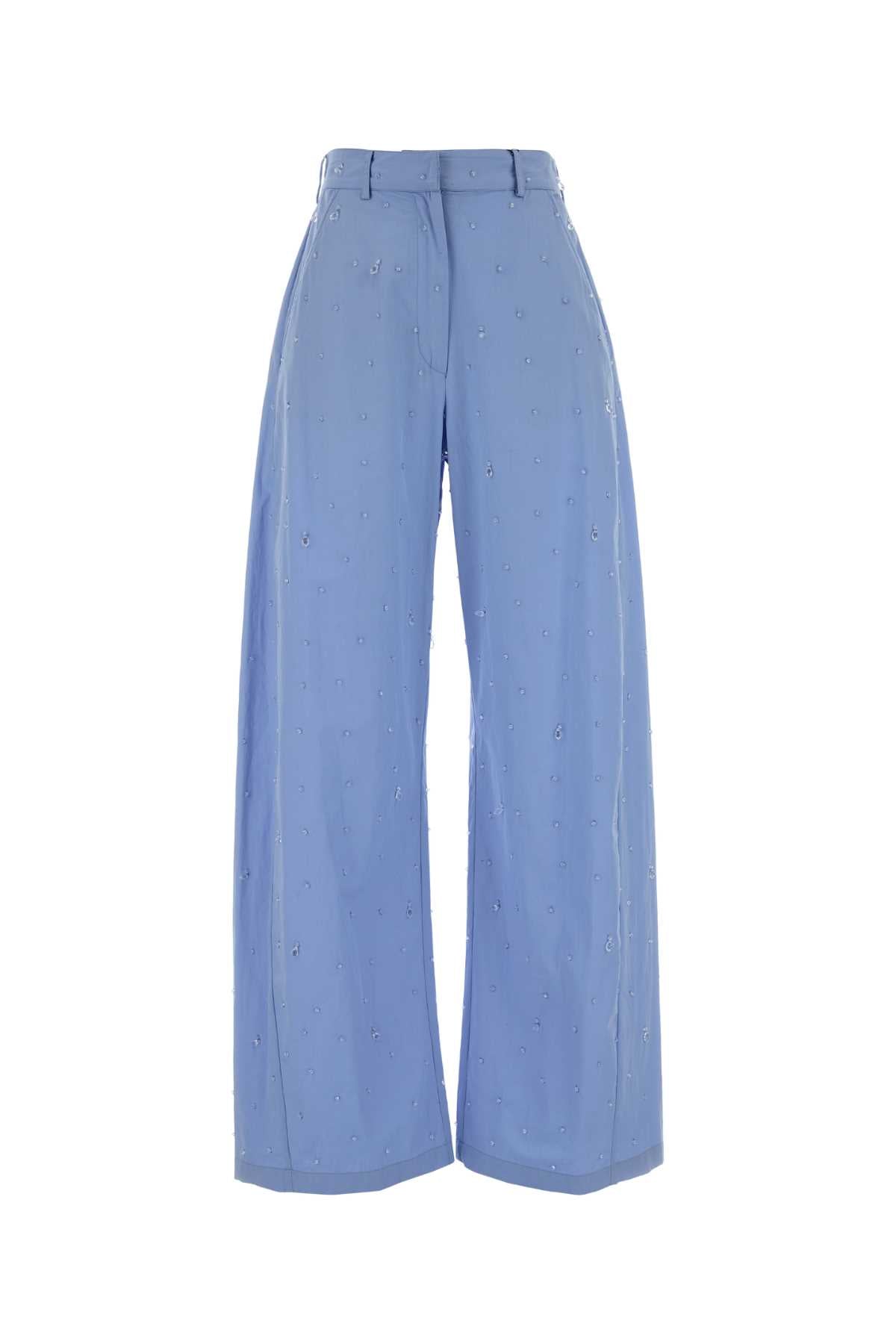 Giuseppe Di Morabito Women Powder Light-Blue Poplin Wide-Leg Pant GIUSEPPE DI MORABITO
