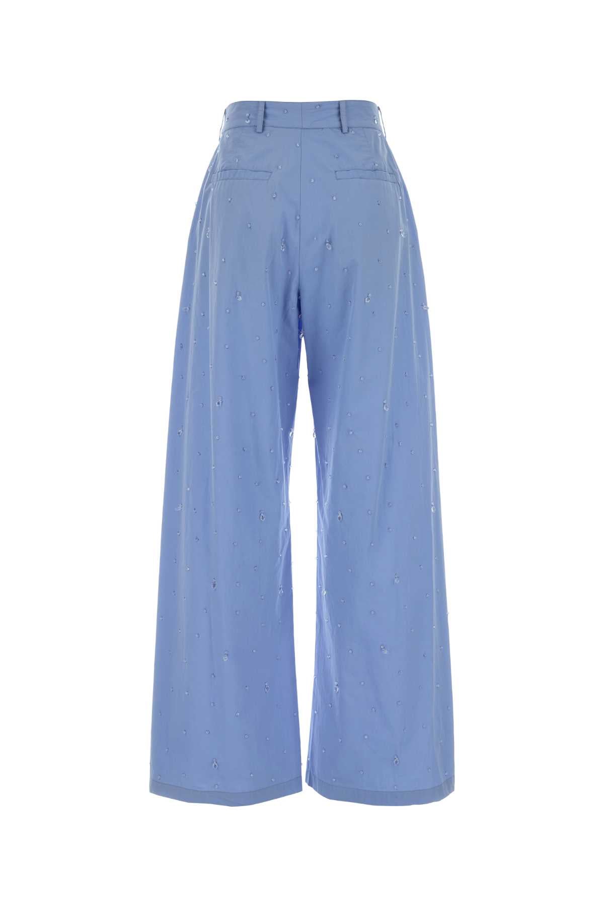 Giuseppe Di Morabito Women Powder Light-Blue Poplin Wide-Leg Pant GIUSEPPE DI MORABITO