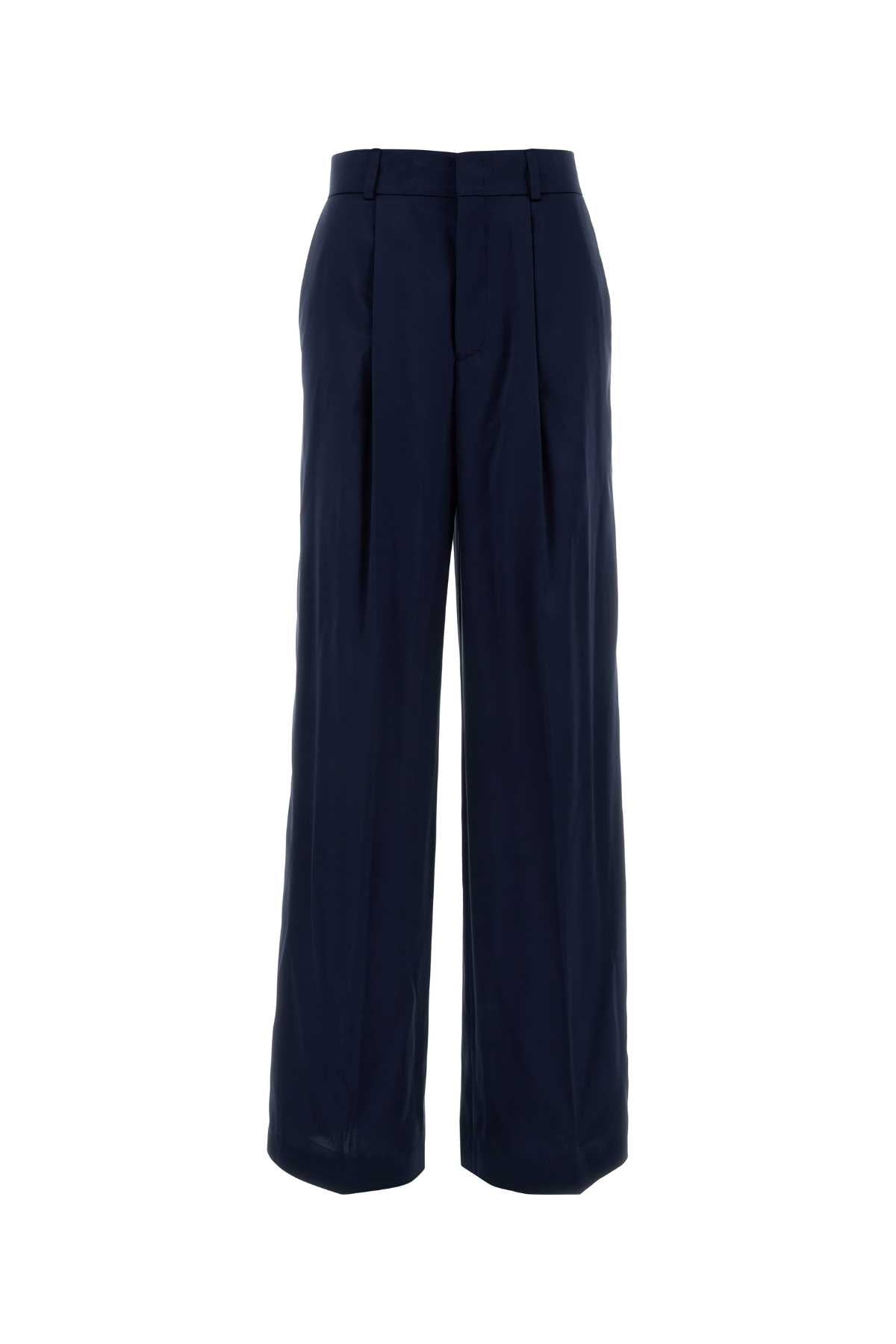 Alberta Ferretti Women Navy Blue Satin Wide-Leg Pant ALBERTA FERRETTI
