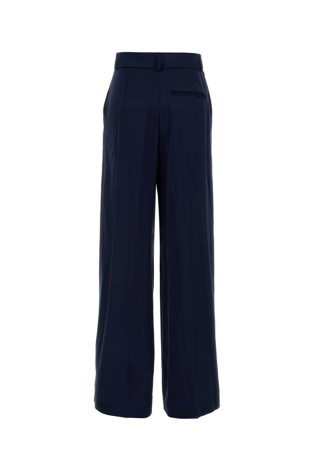Alberta Ferretti Women Navy Blue Satin Wide-Leg Pant ALBERTA FERRETTI