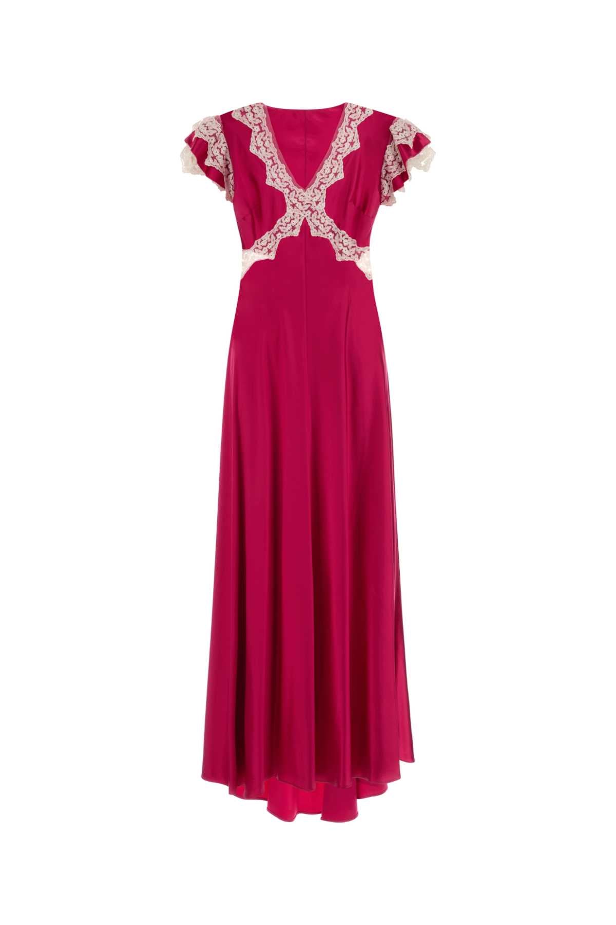 Alberta Ferretti Women Fuchsia Satin Long Dress ALBERTA FERRETTI