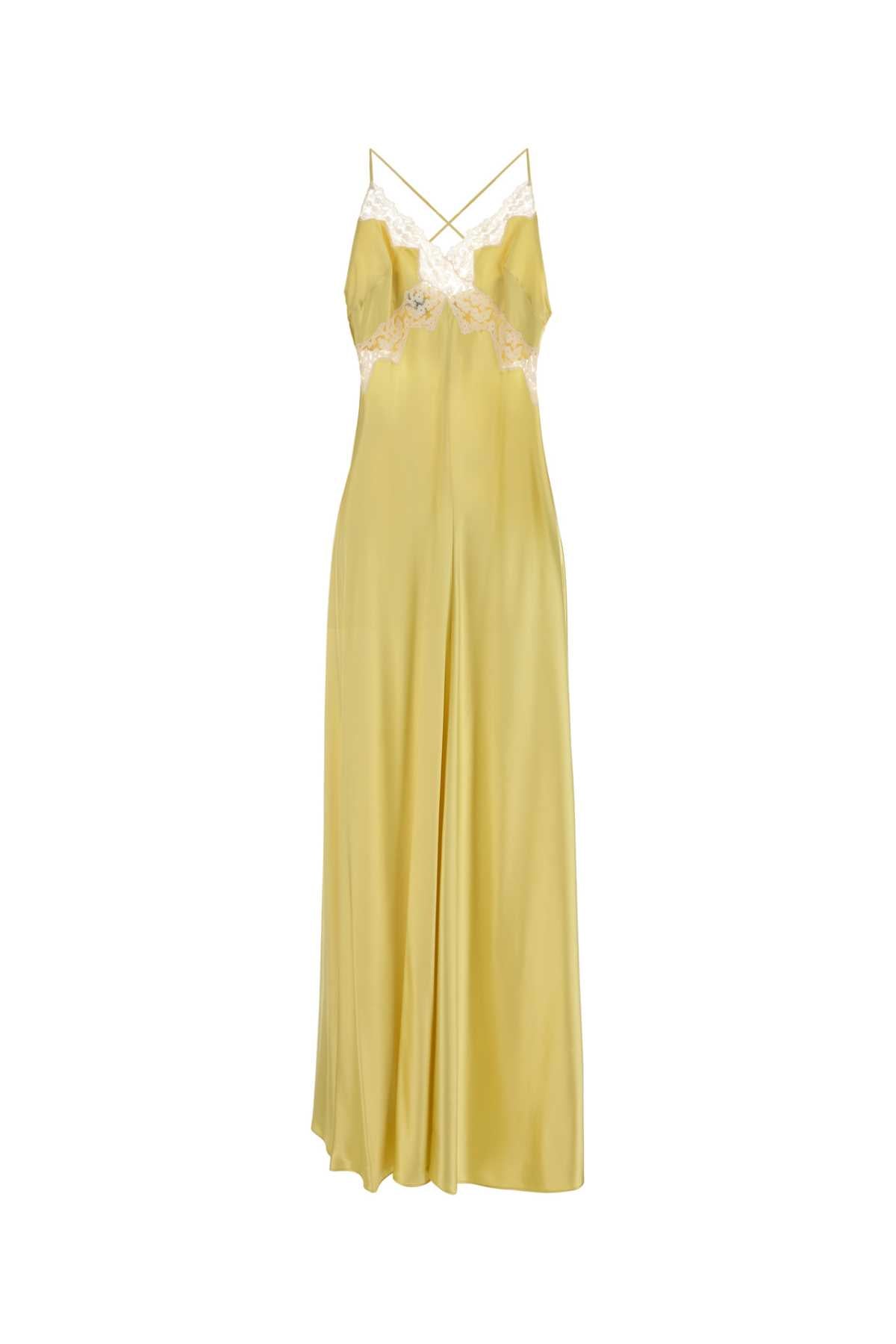 Alberta Ferretti Women Yellow Satin Long Dress ALBERTA FERRETTI