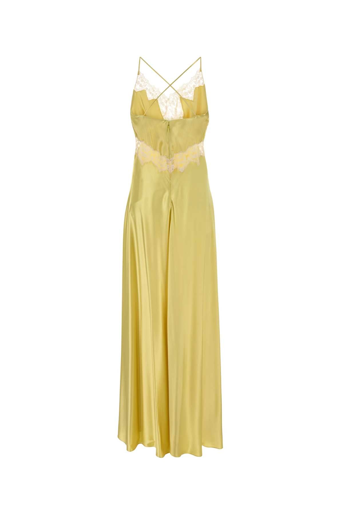 Alberta Ferretti Women Yellow Satin Long Dress ALBERTA FERRETTI