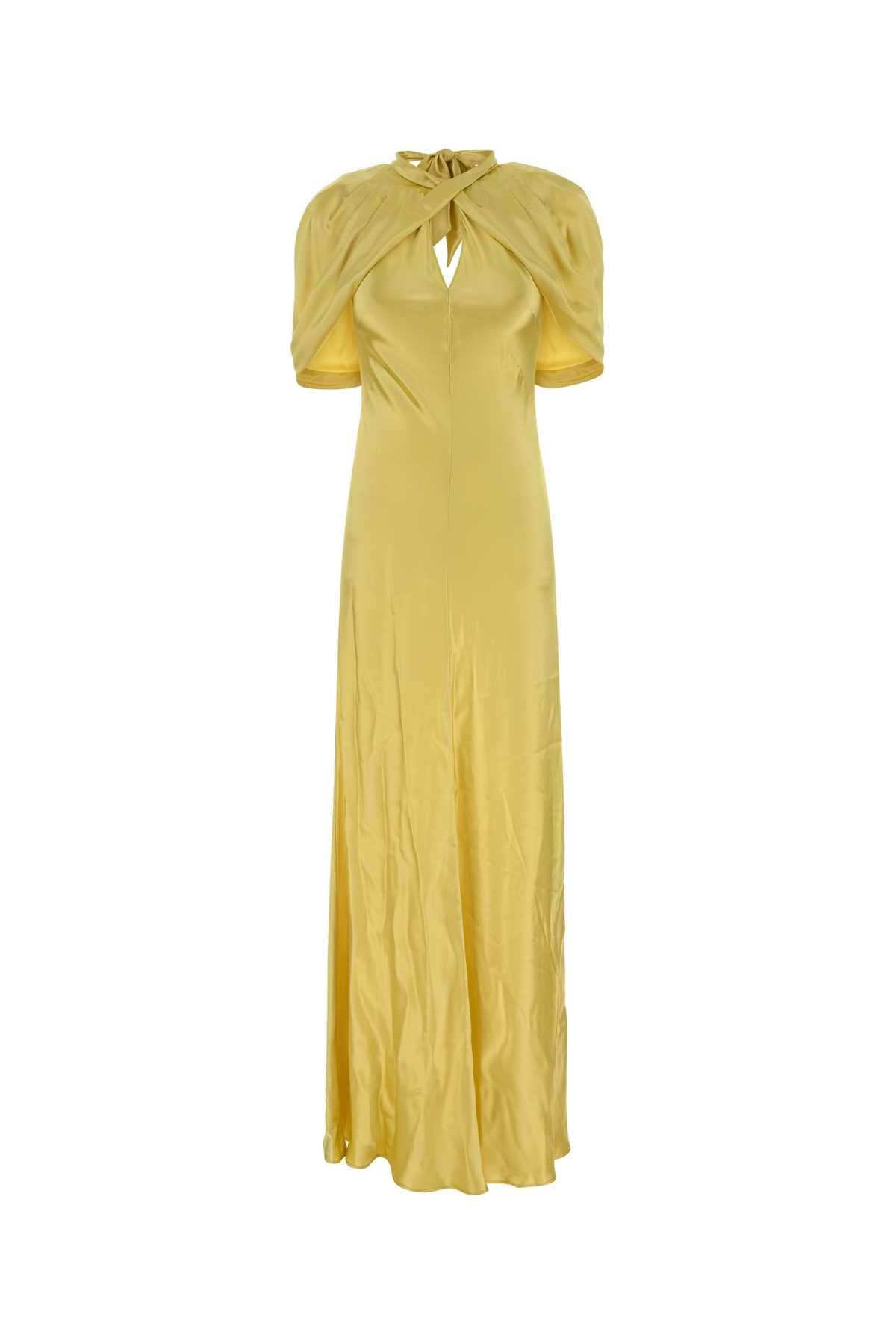 Alberta Ferretti Women Yellow Satin Long Dress ALBERTA FERRETTI