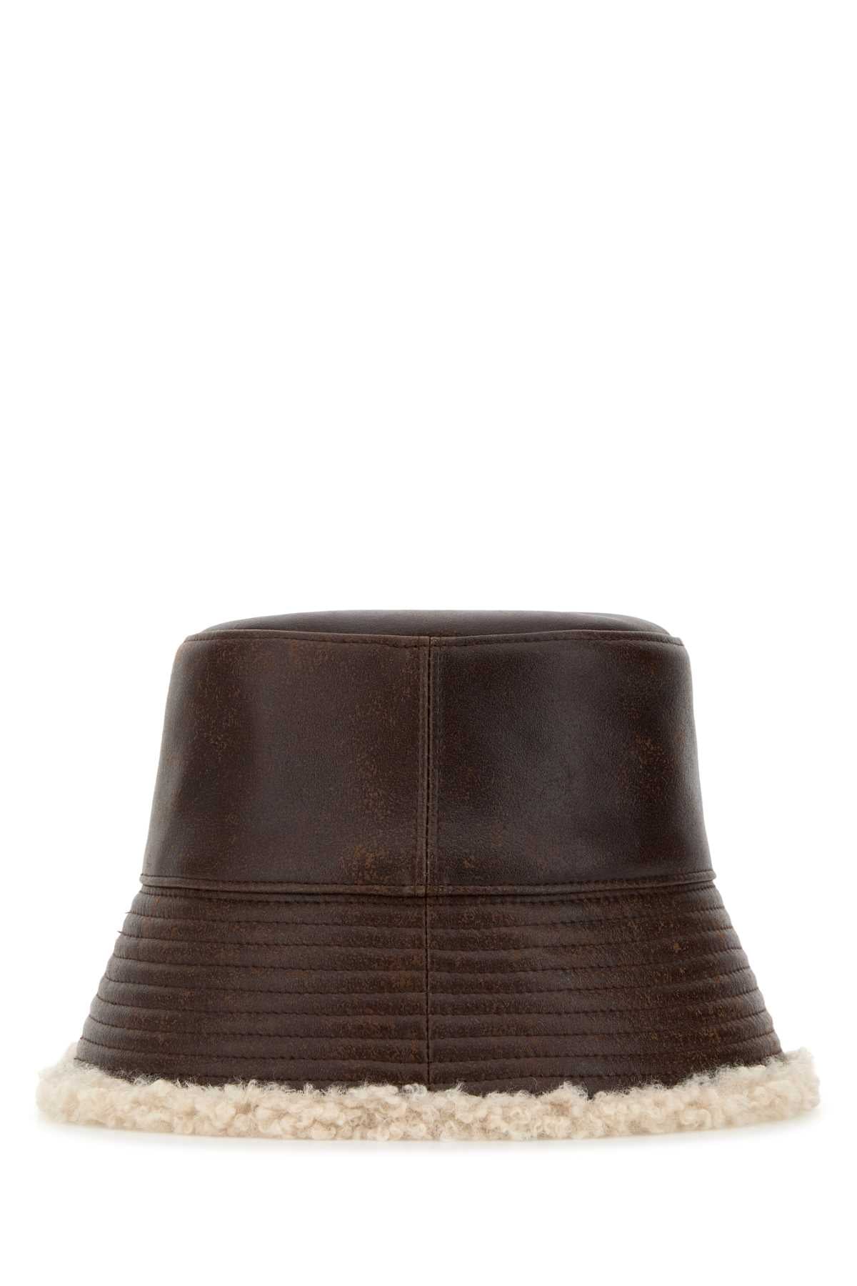 Stella Mccartney Women Brown Synthetic Leather Bucket Hat STELLA MCCARTNEY